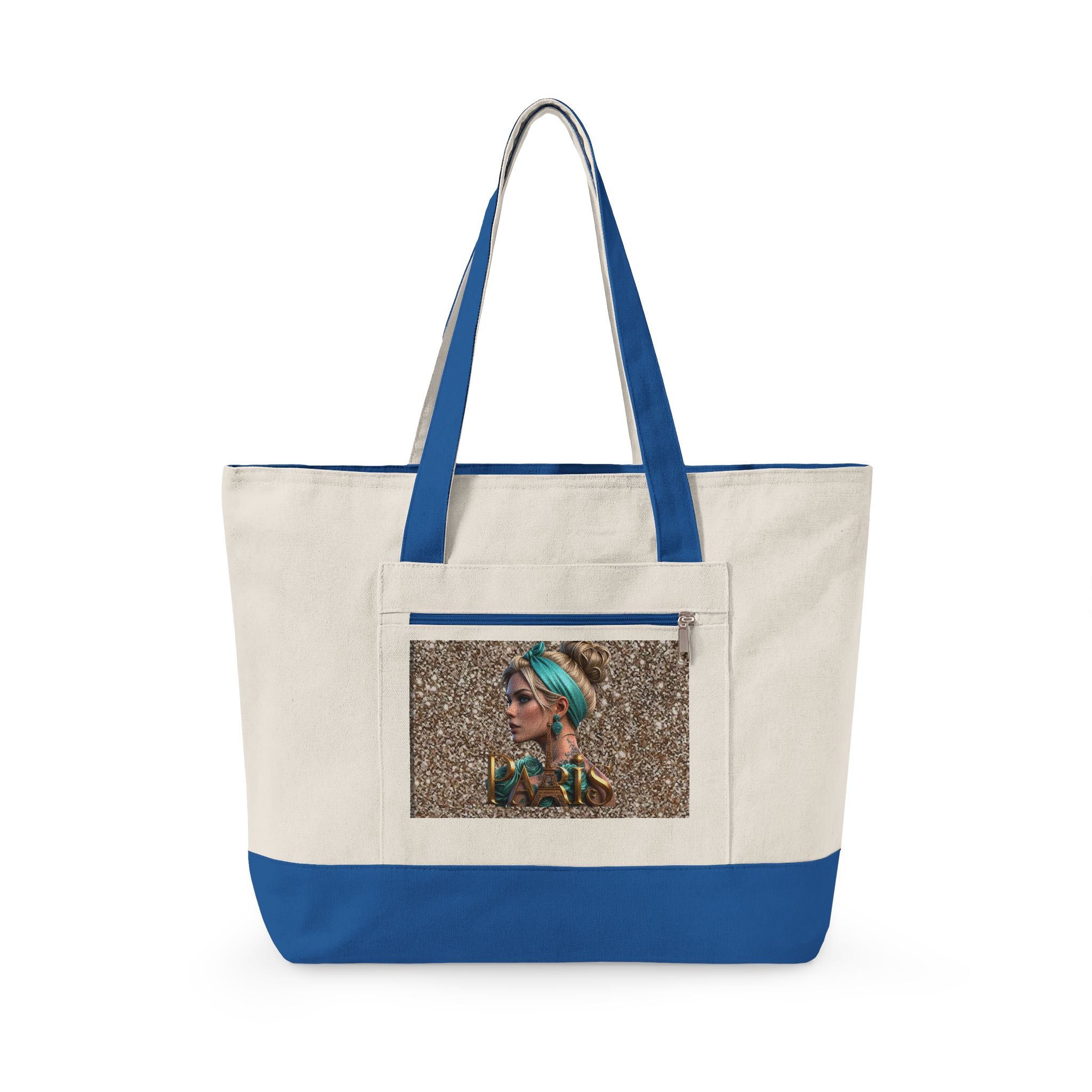Canvas Tote Bag — Boho Woman Portrait on Glitter Background Printify
