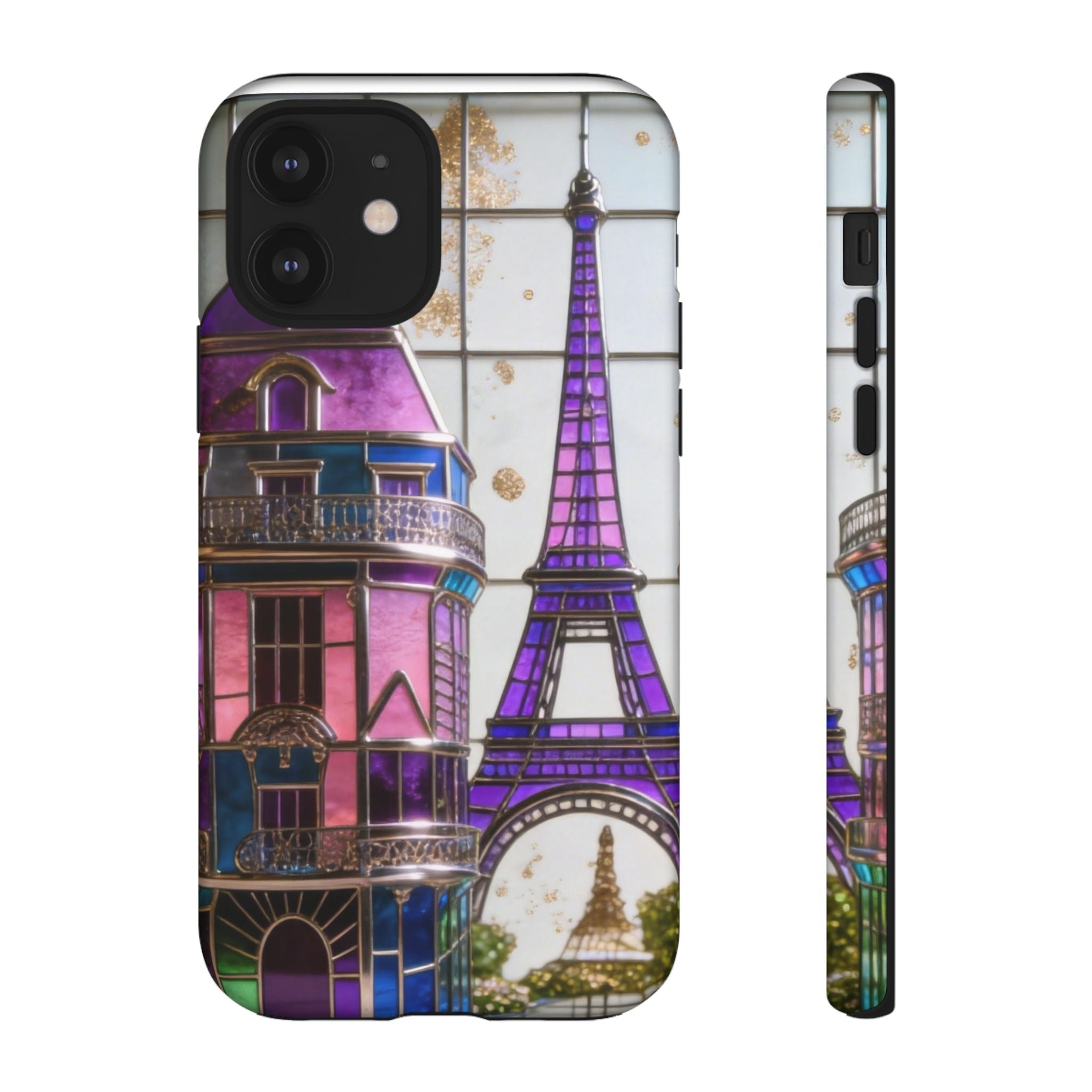 Parisian Eiffel Tower Tough Phone Case — Purple Vintage Cityscape Printify