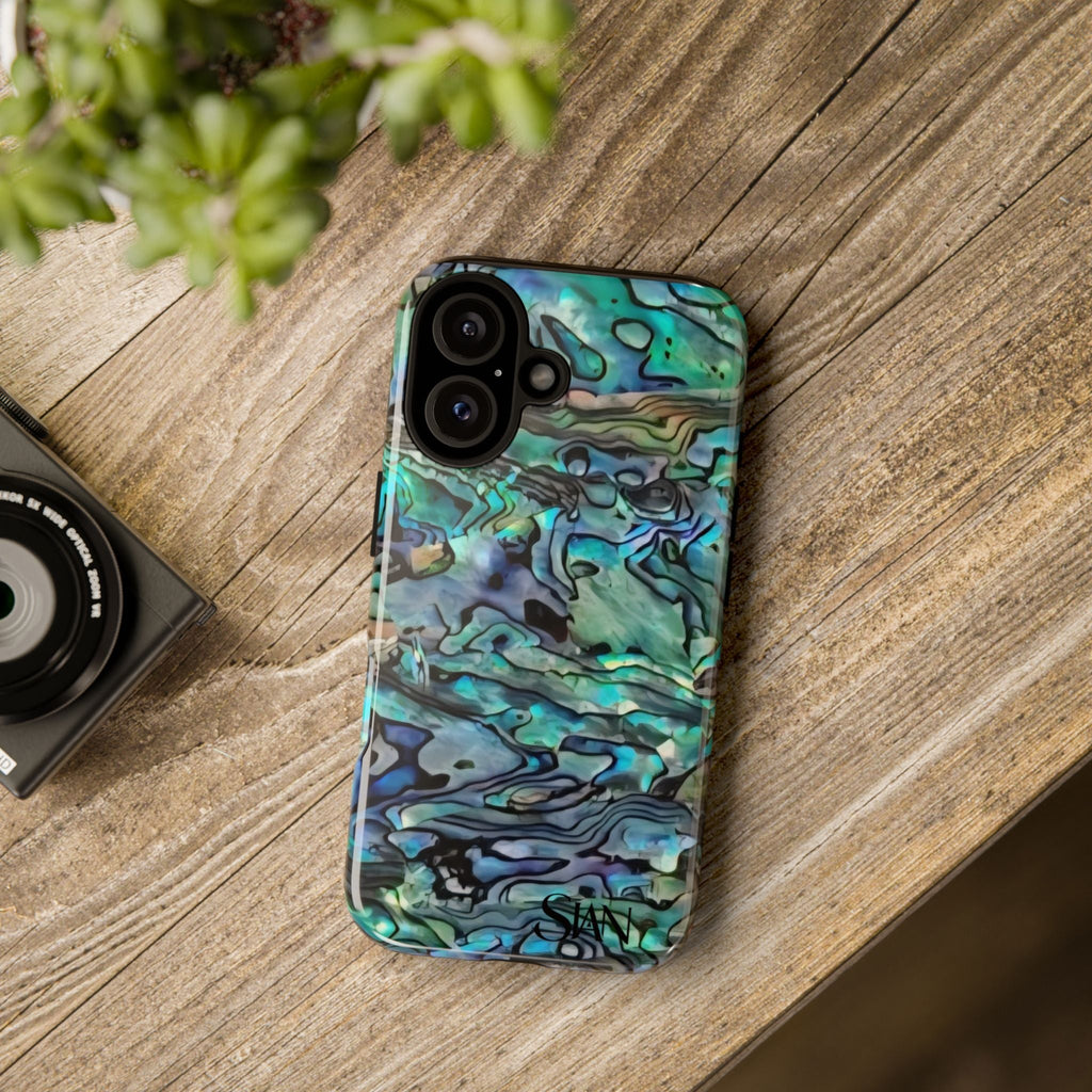 Abalone Shell Pattern Phone Case | Iridescent Ocean Swirl Protective Cover Printify