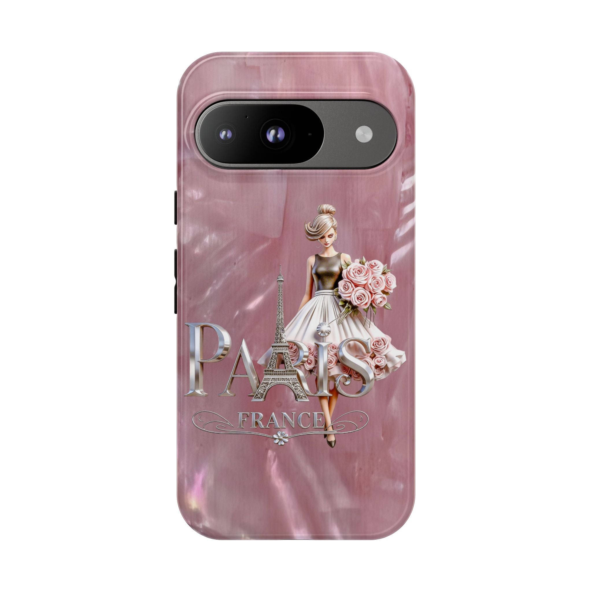 Paris Floral Phone Case - Pink Eiffel Tower Fashion Girl Tough Case Printify