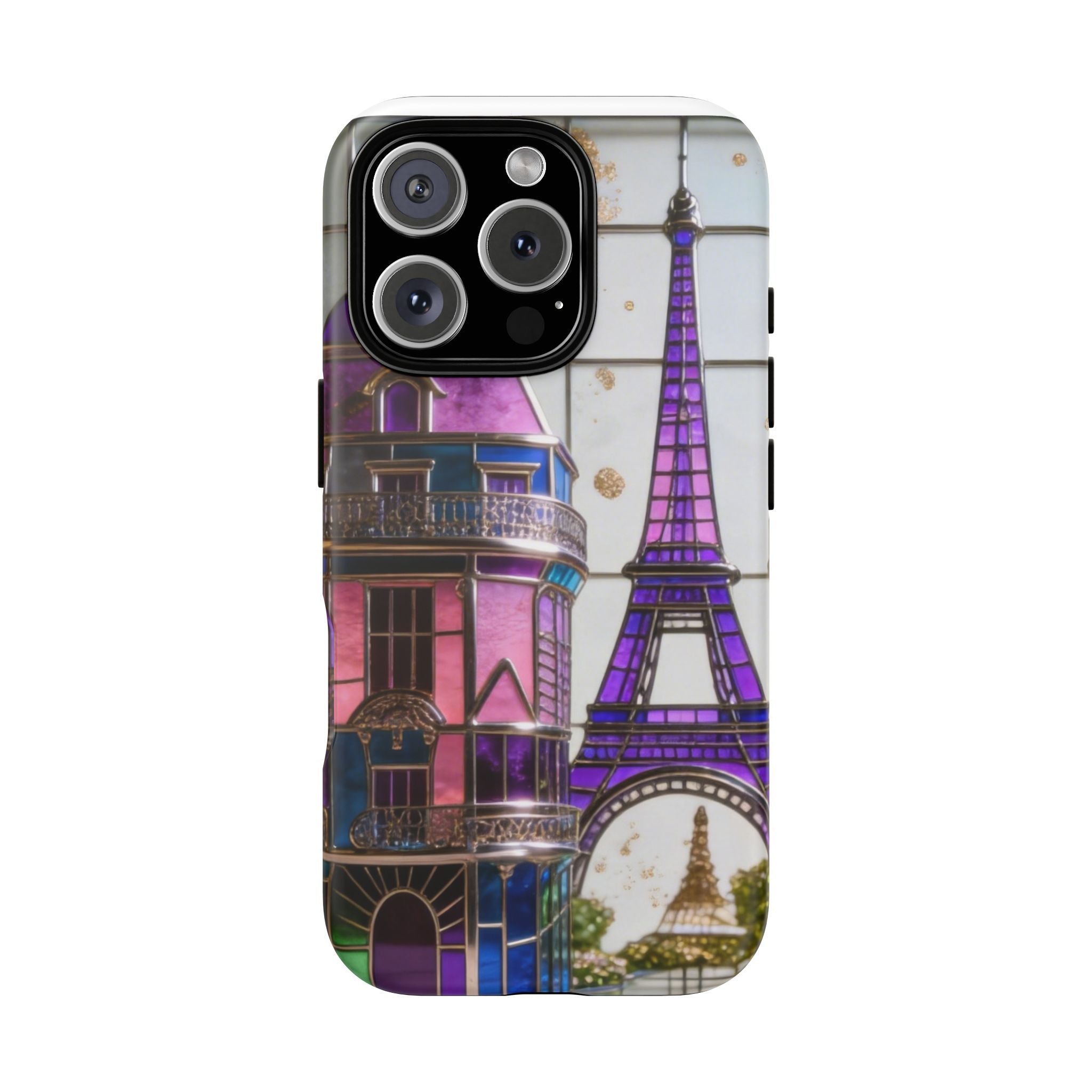 Parisian Eiffel Tower Tough Phone Case — Purple Vintage Cityscape Printify