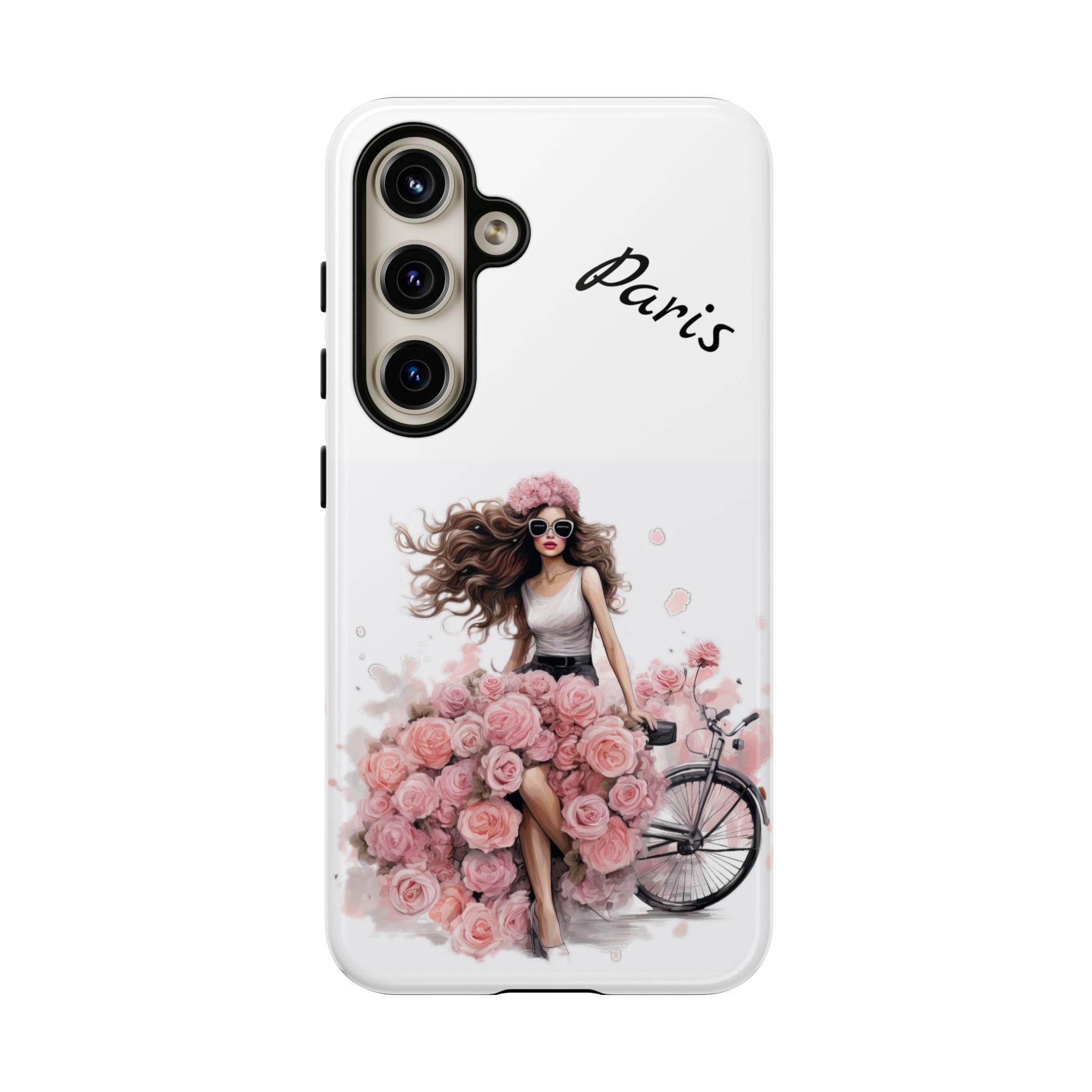 Paris Rose Bicycle woman phone case | Floral iPhone case Printify