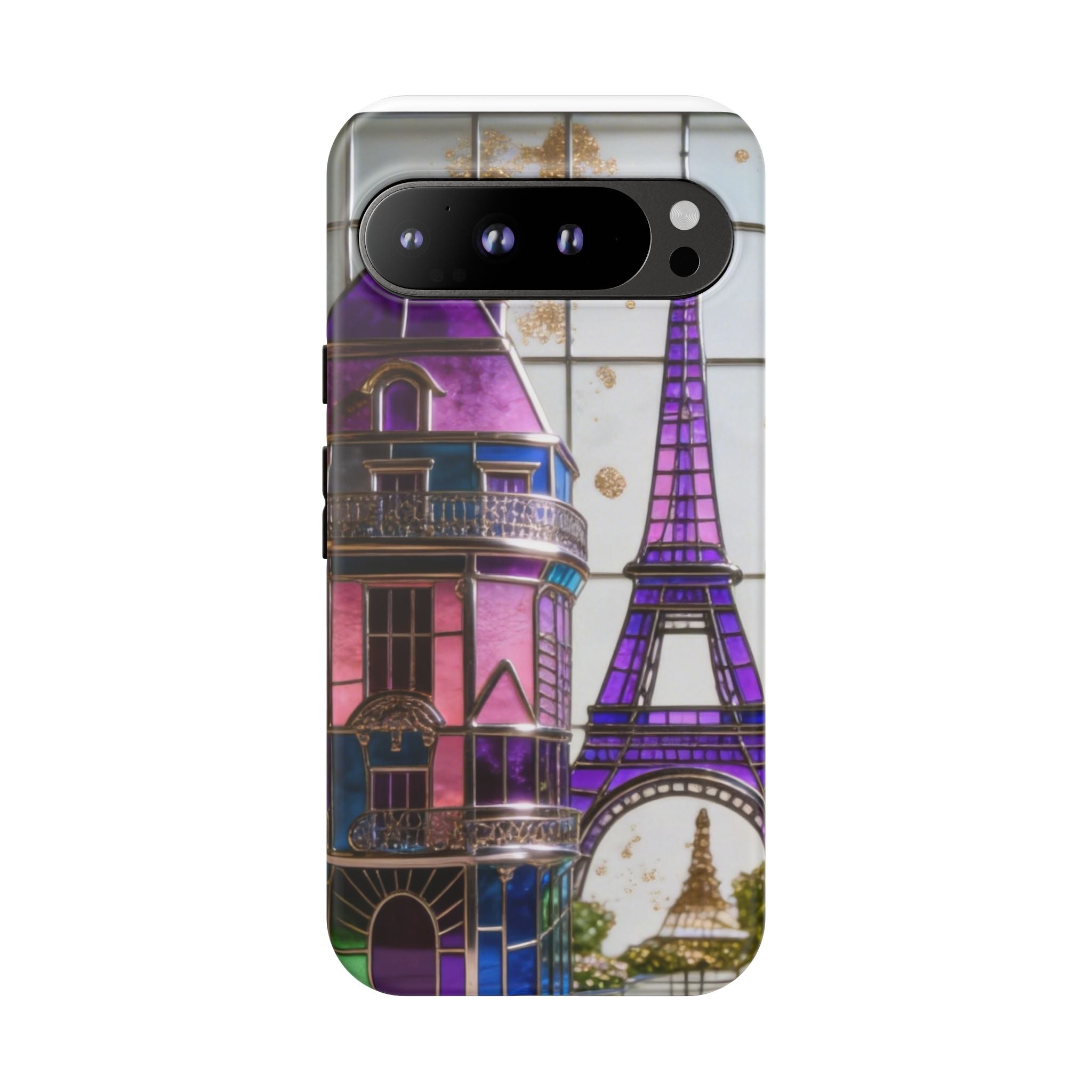 Parisian Eiffel Tower Tough Phone Case — Purple Vintage Cityscape Printify