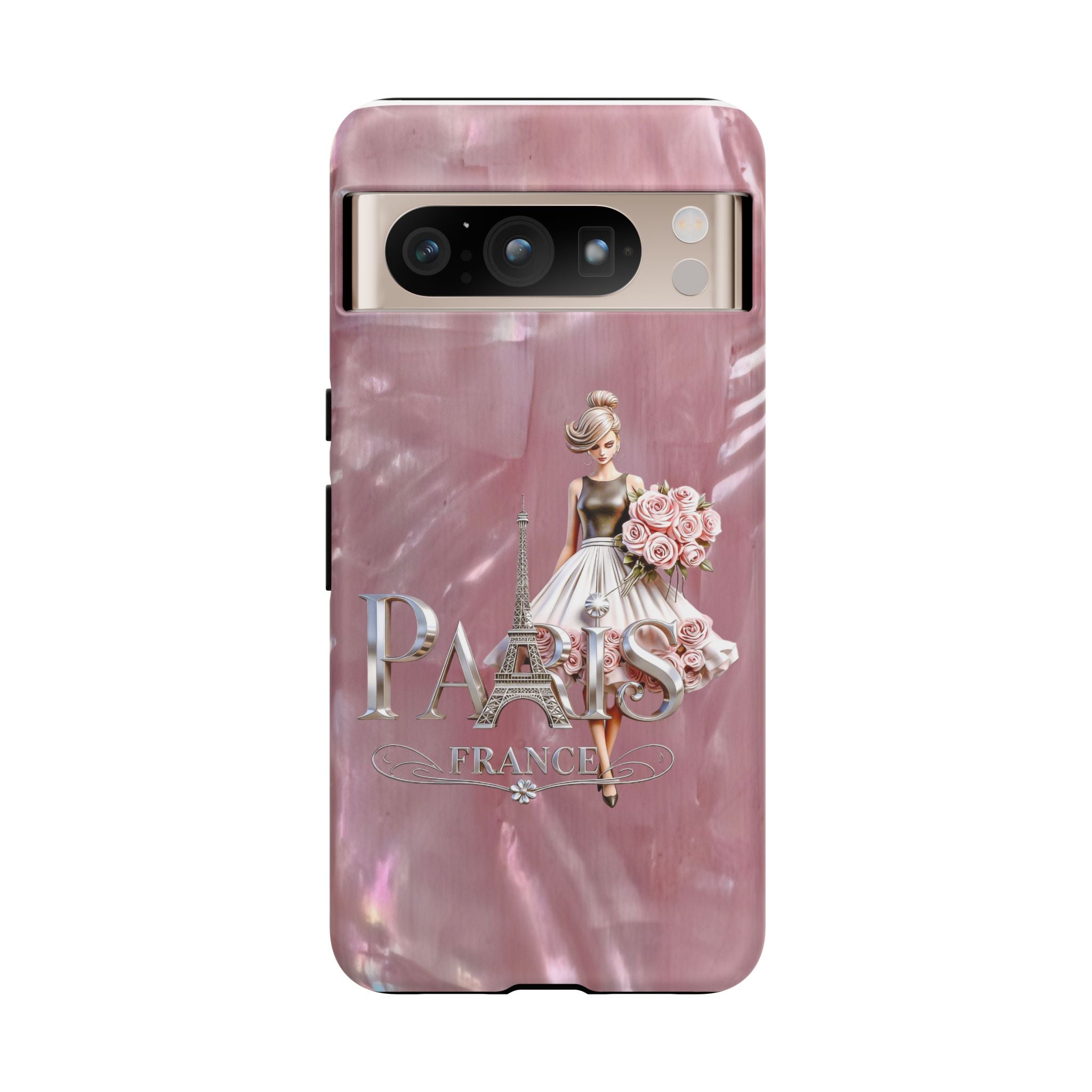 Paris Floral Phone Case - Pink Eiffel Tower Fashion Girl Tough Case Printify