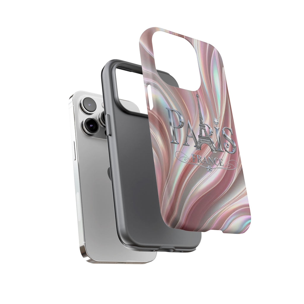 Paris Eiffel Phone Case — Iridescent Swirl Tough Case Printify