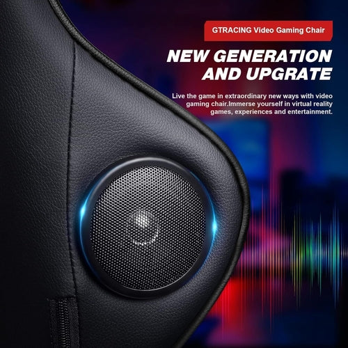 Gaming Chair with Footrest Speakers Video Game Chair Bluetooth Music