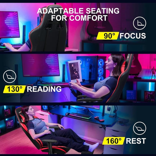 Gaming Chair with Footrest, Ergonomic Computer Game Desk Chair,