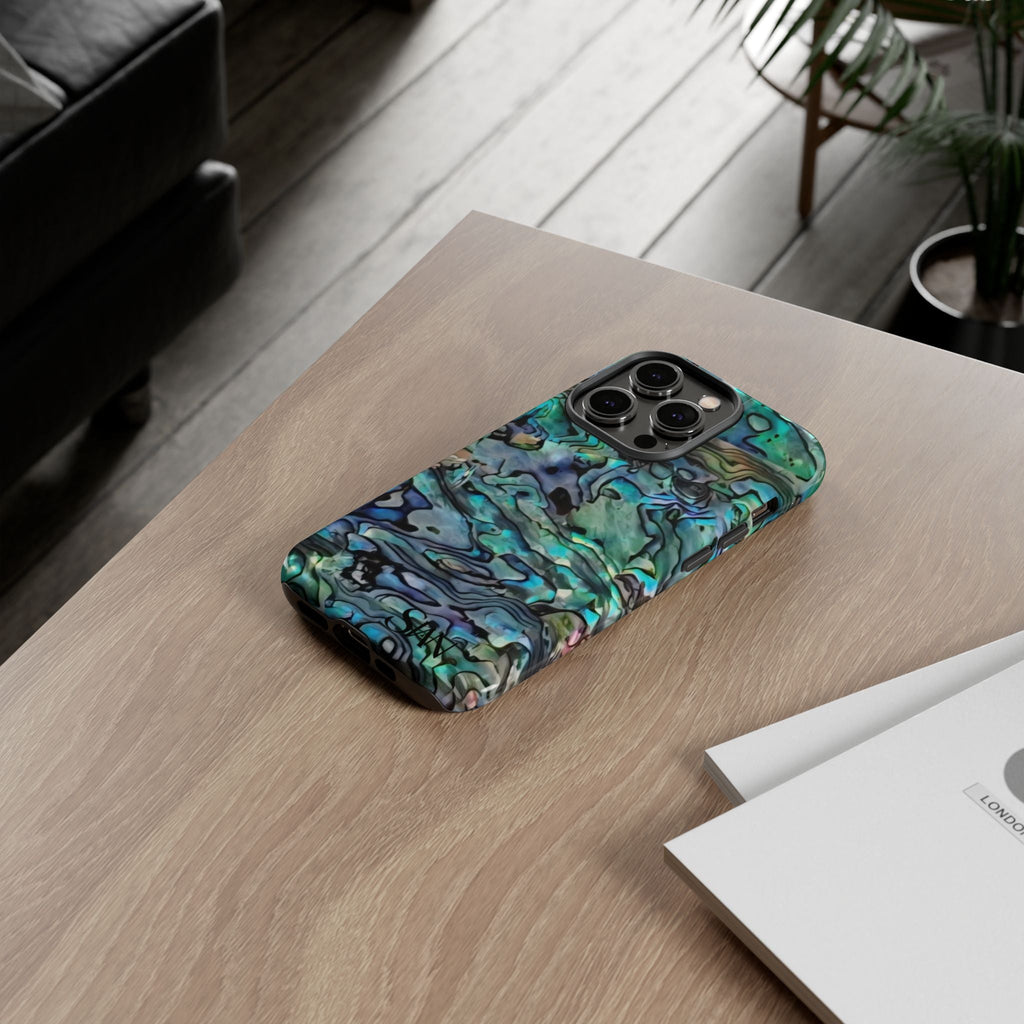 Abalone Shell Pattern Phone Case | Iridescent Ocean Swirl Protective Cover Printify