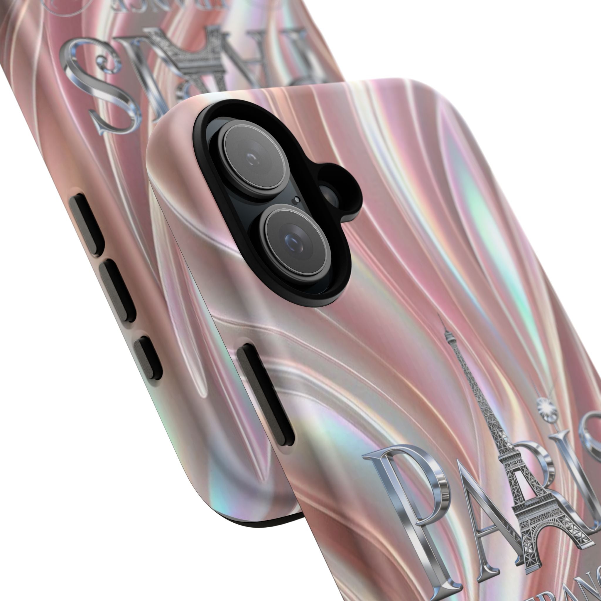 Paris Eiffel Phone Case — Iridescent Swirl Tough Case Printify