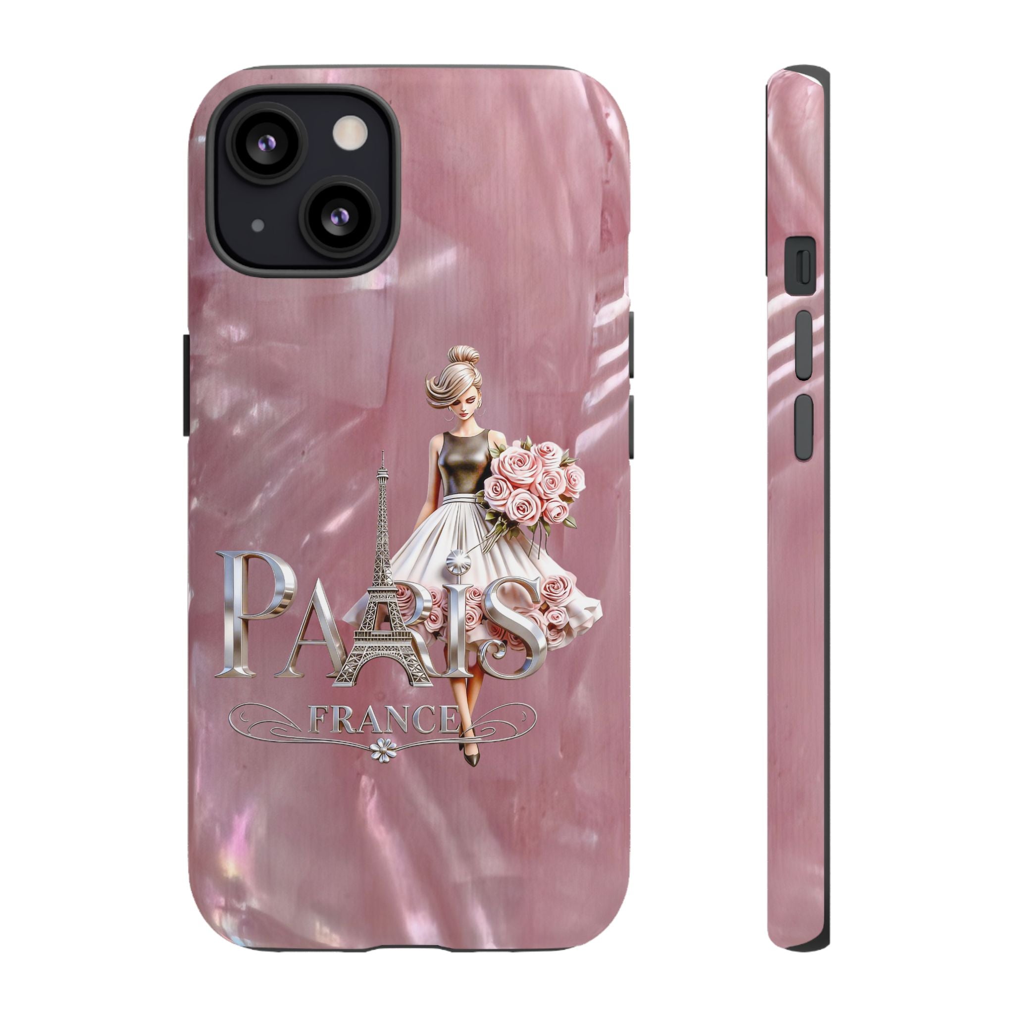 Paris Floral Phone Case - Pink Eiffel Tower Fashion Girl Tough Case Printify