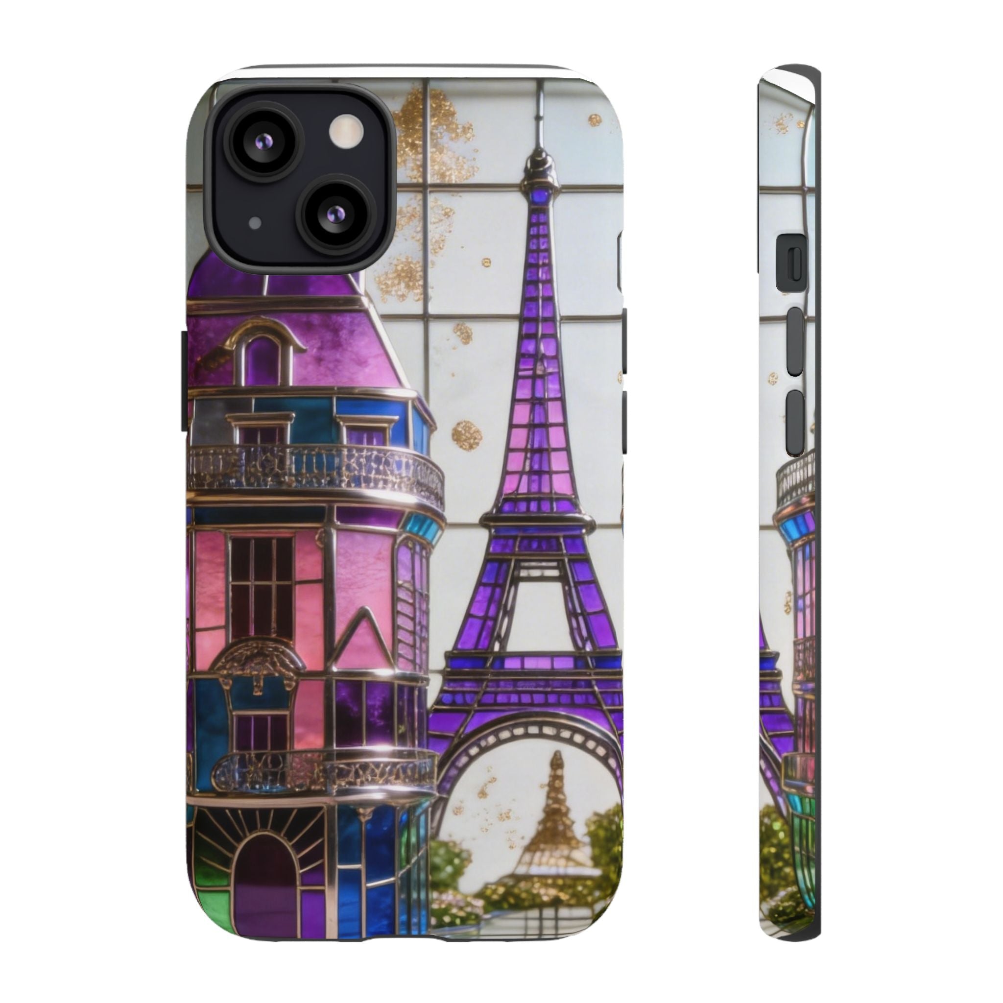 Parisian Eiffel Tower Tough Phone Case — Purple Vintage Cityscape Printify