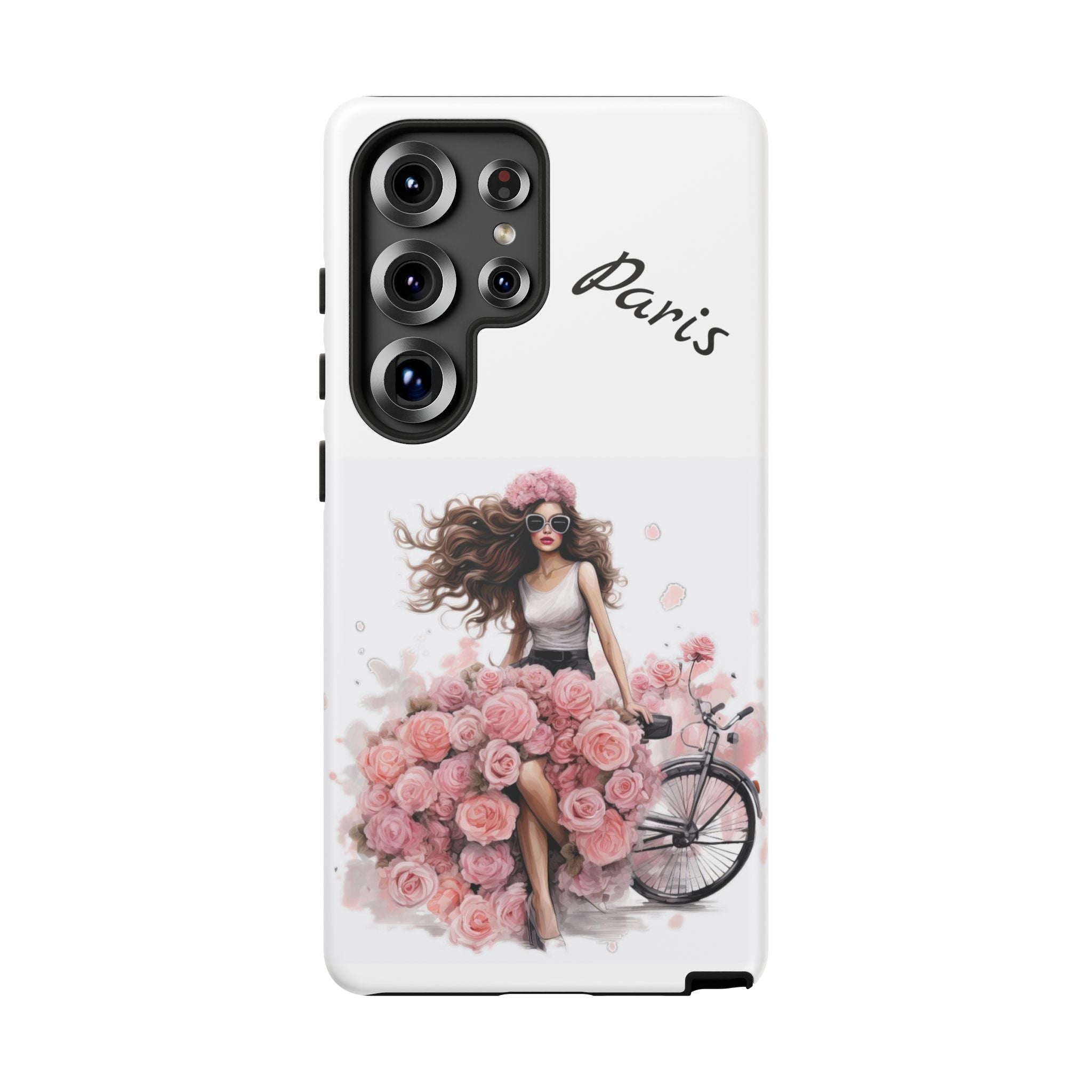 Paris Rose Bicycle woman phone case | Floral iPhone case Printify