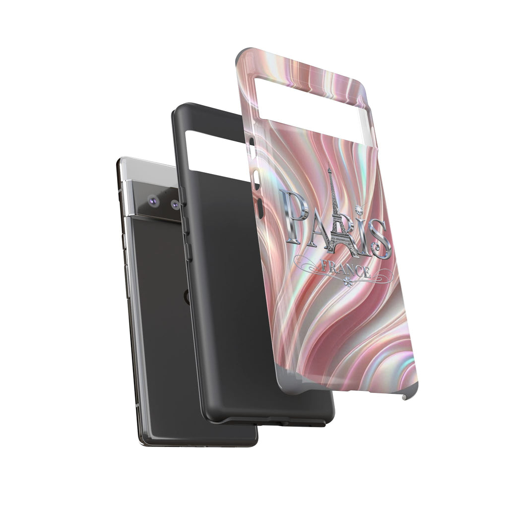 Paris Eiffel Phone Case — Iridescent Swirl Tough Case Printify