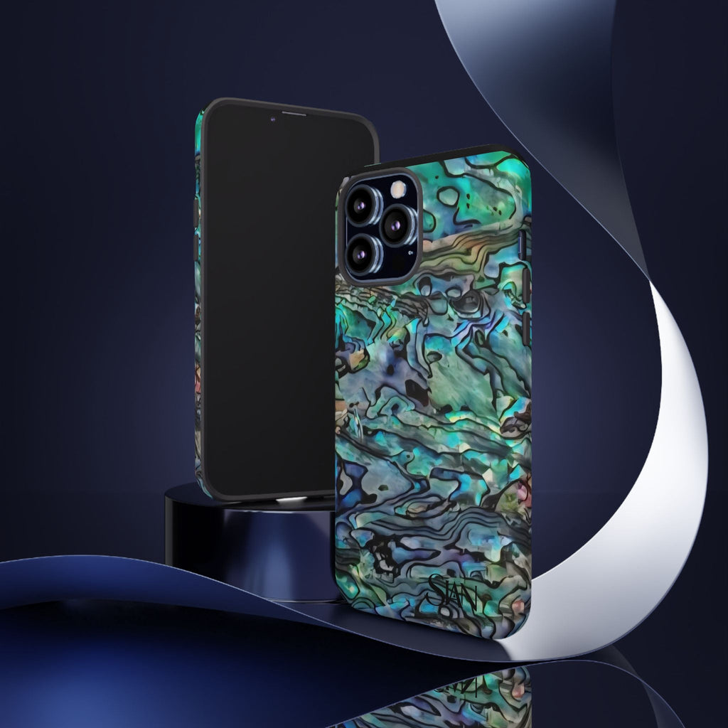 Abalone Shell Pattern Phone Case | Iridescent Ocean Swirl Protective Cover Printify