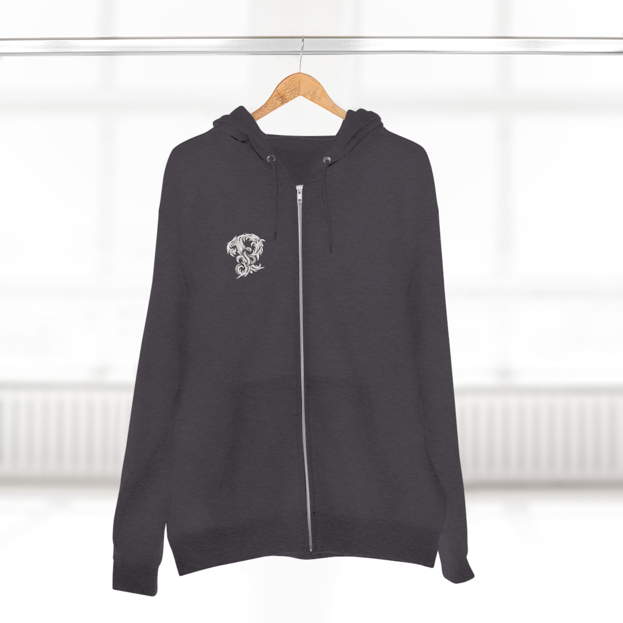 Ember & Serpent Zip Hoodie — Minimal Mythic Graphic Zip-Up Printify