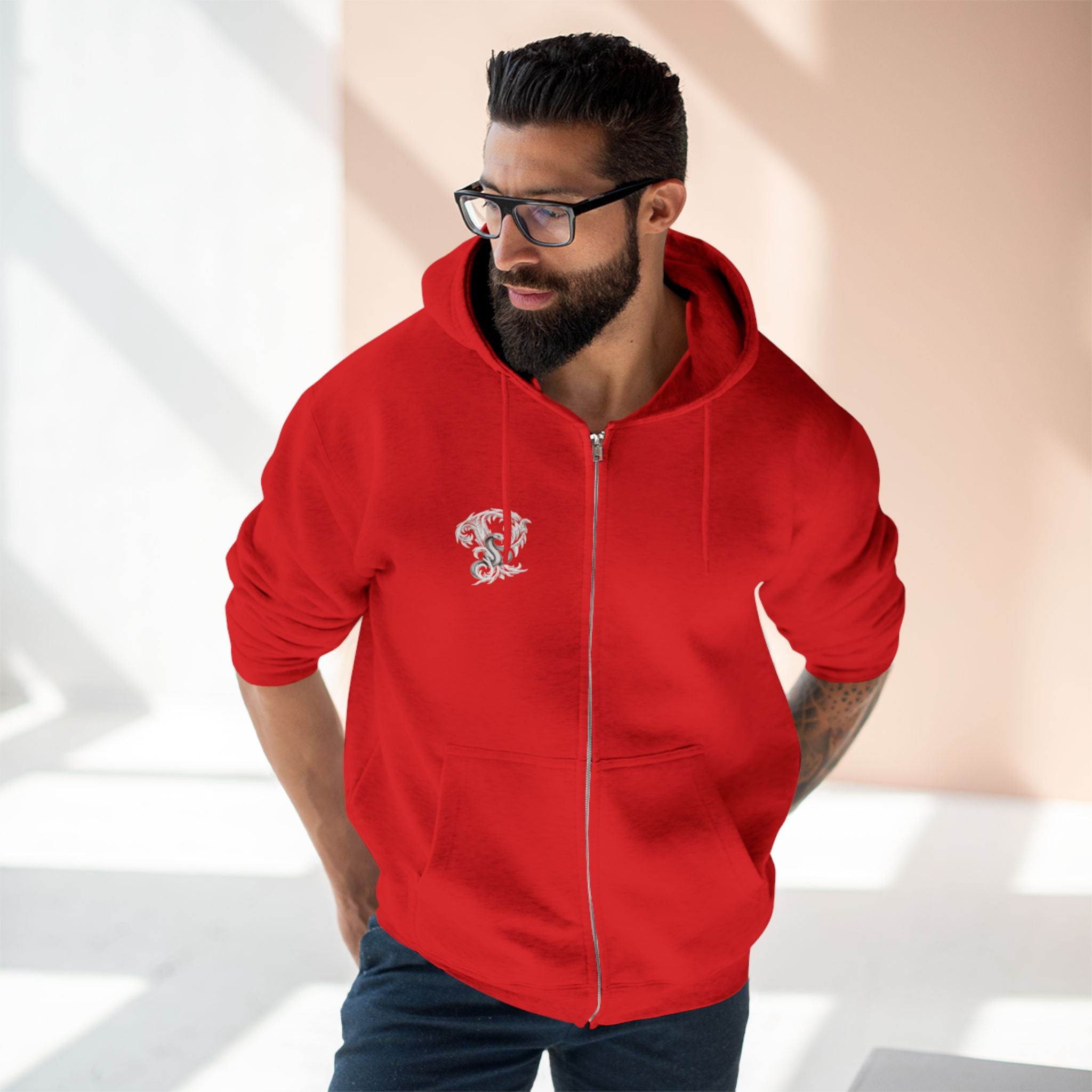 Ember & Serpent Zip Hoodie — Minimal Mythic Graphic Zip-Up Printify