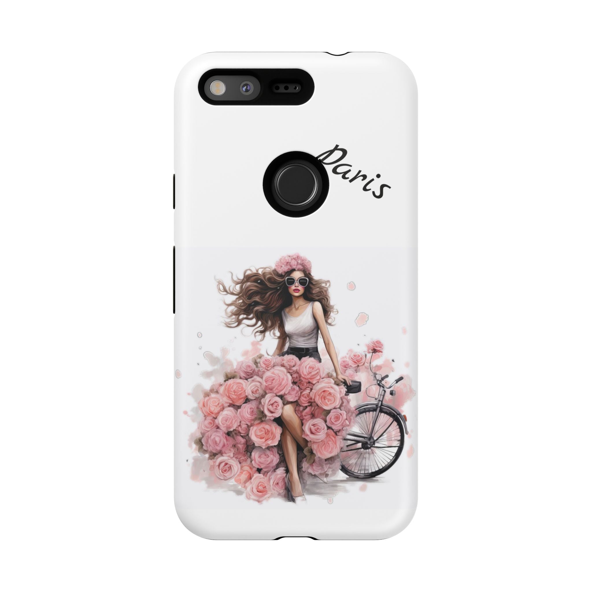 Paris Rose Bicycle woman phone case | Floral iPhone case Printify