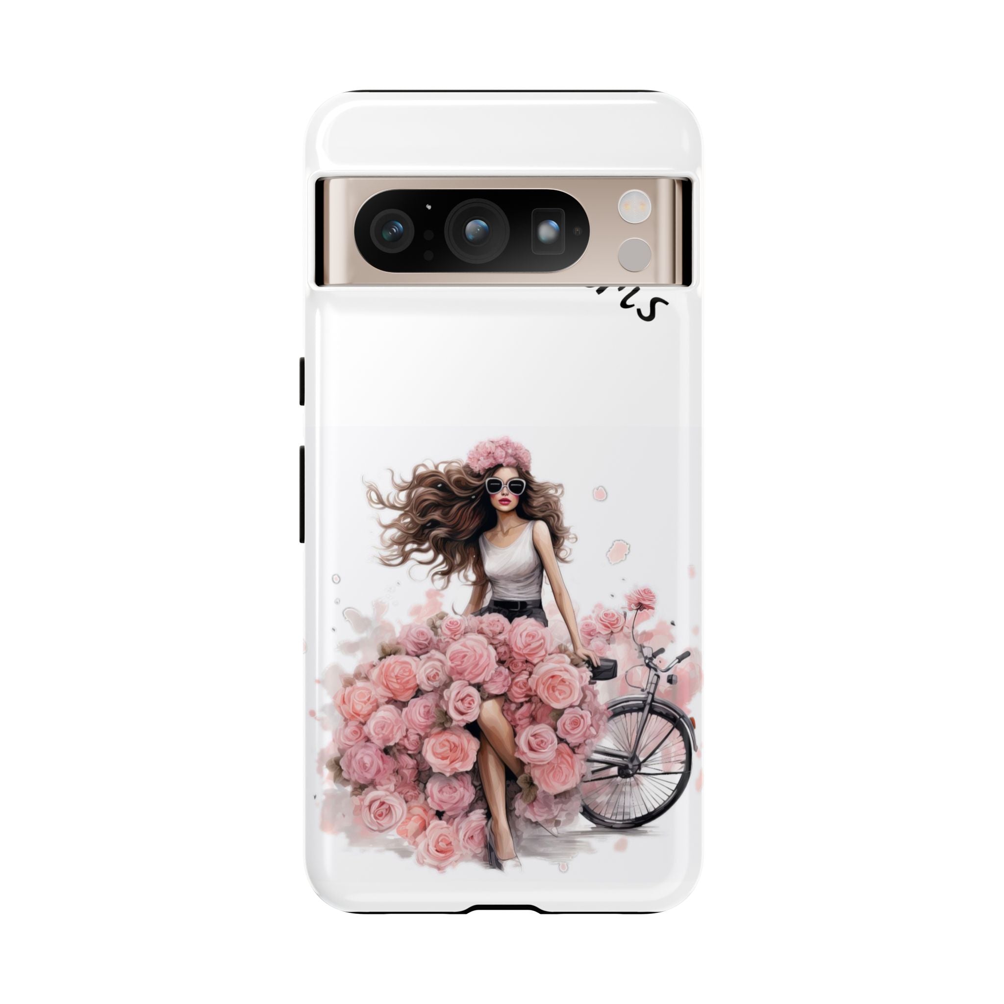 Paris Rose Bicycle woman phone case | Floral iPhone case Printify