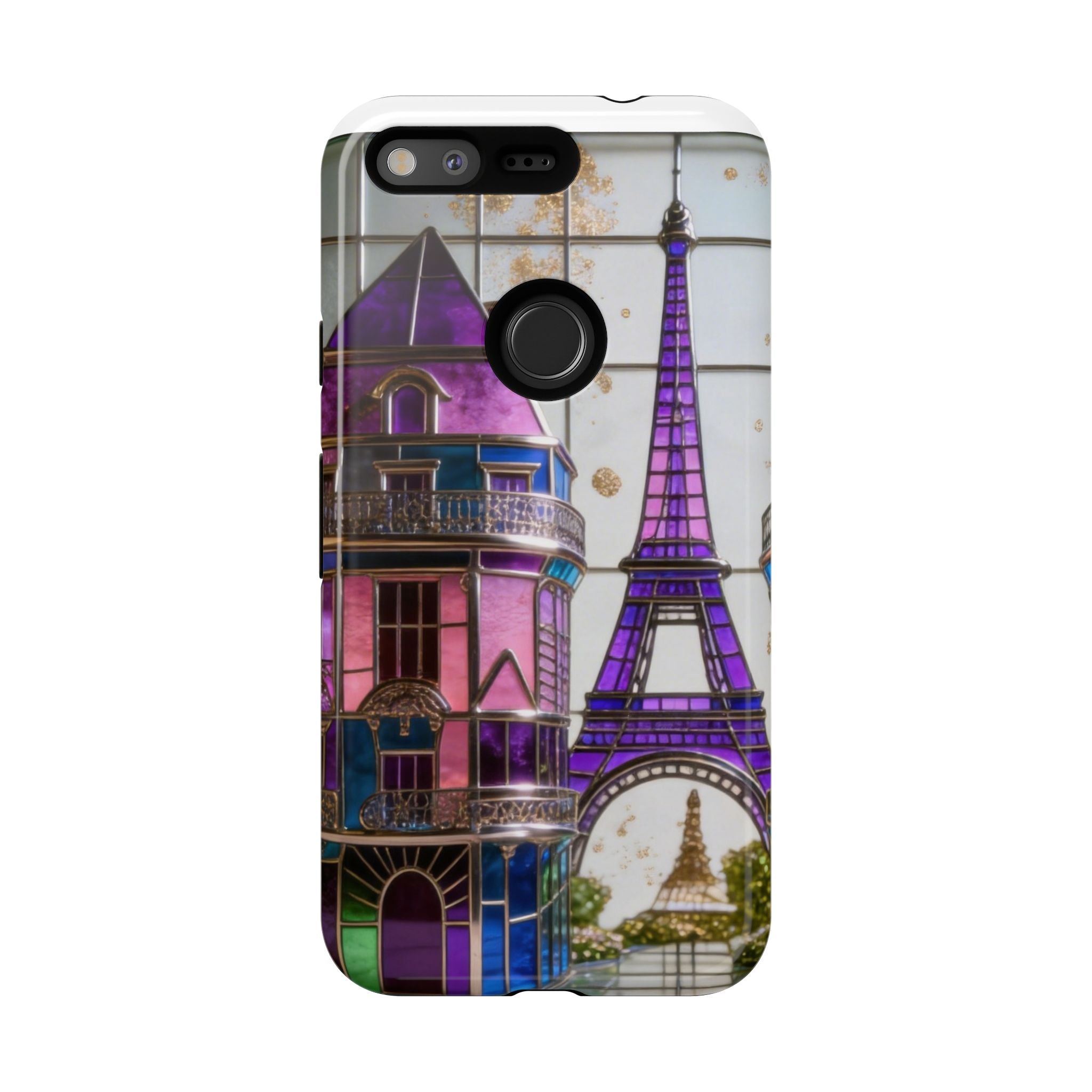 Parisian Eiffel Tower Tough Phone Case — Purple Vintage Cityscape Printify