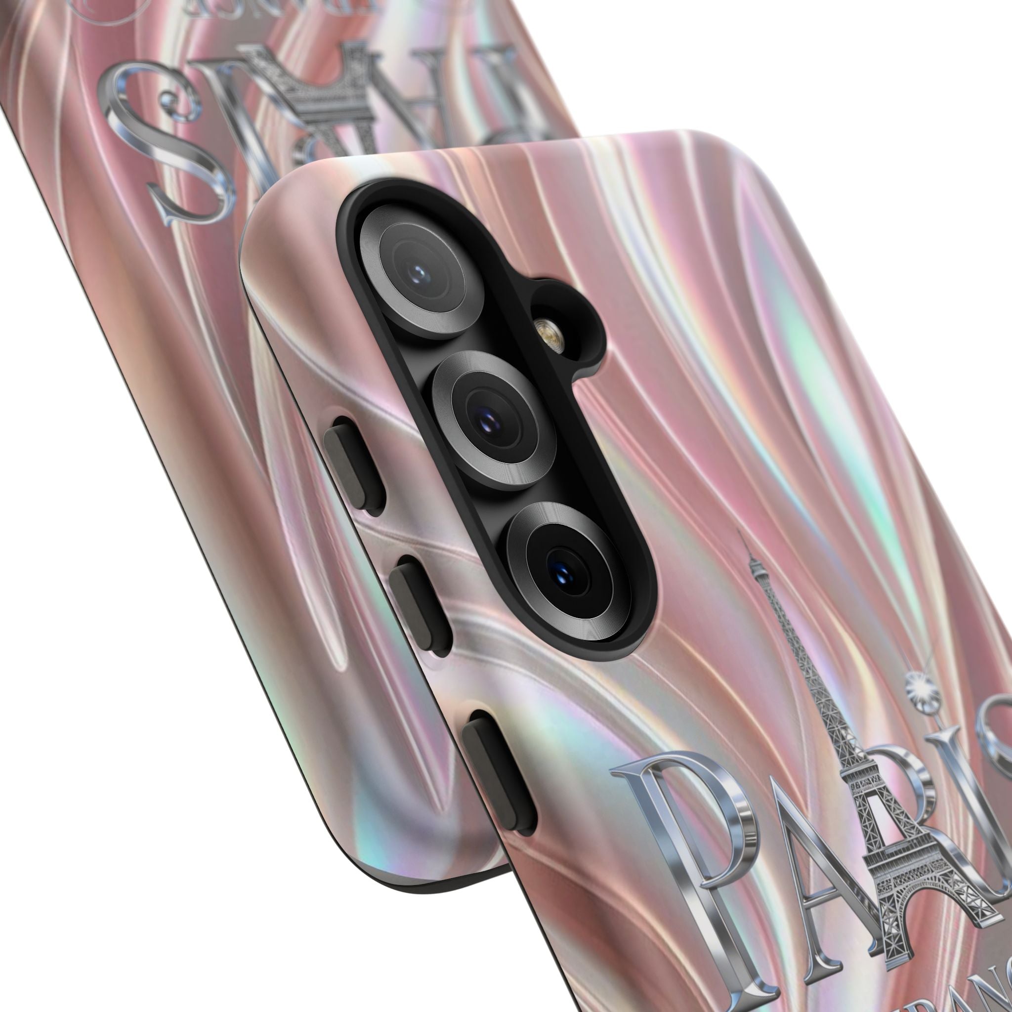 Paris Eiffel Phone Case — Iridescent Swirl Tough Case Printify