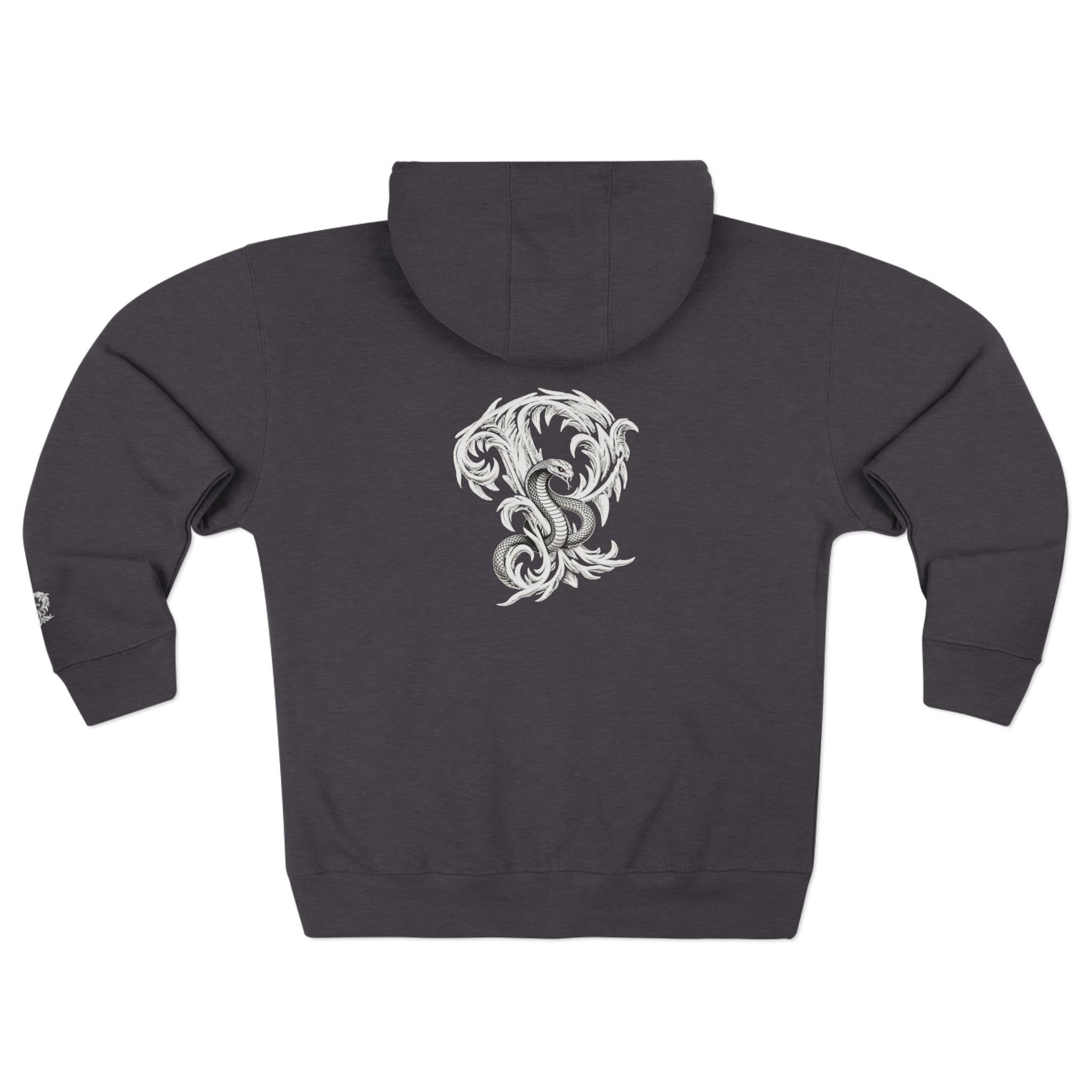 Ember & Serpent Zip Hoodie — Minimal Mythic Graphic Zip-Up Printify