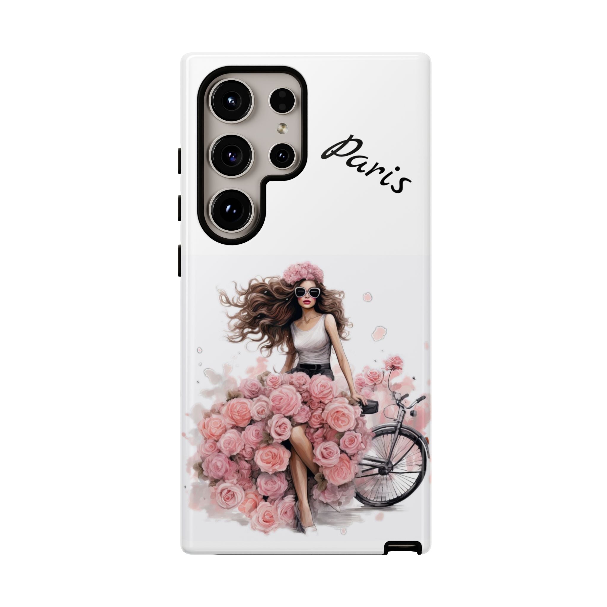 Paris Rose Bicycle woman phone case | Floral iPhone case Printify