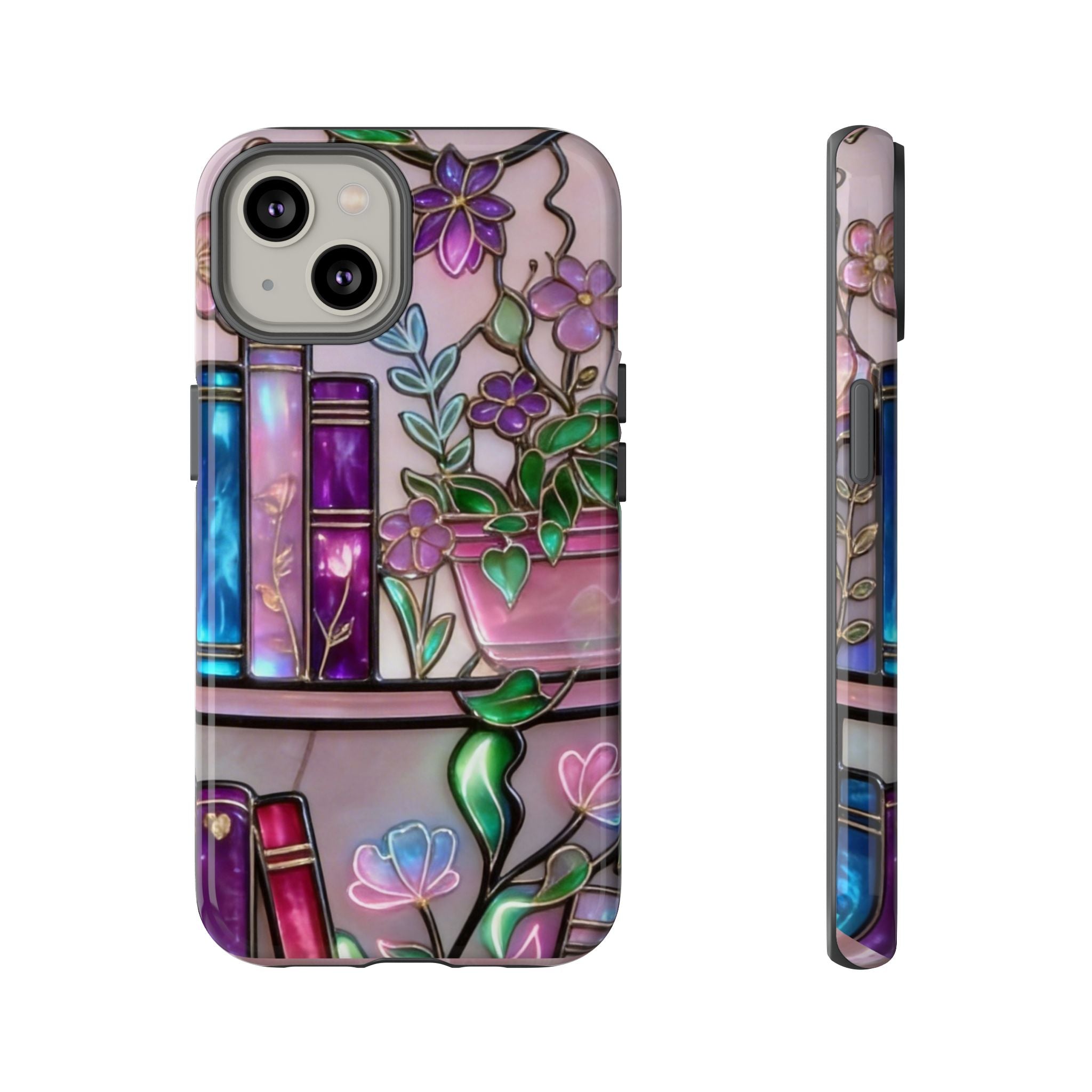 Floral Bookshelf Phone Case — Pastel Botanicals & Magical Book Art Printify