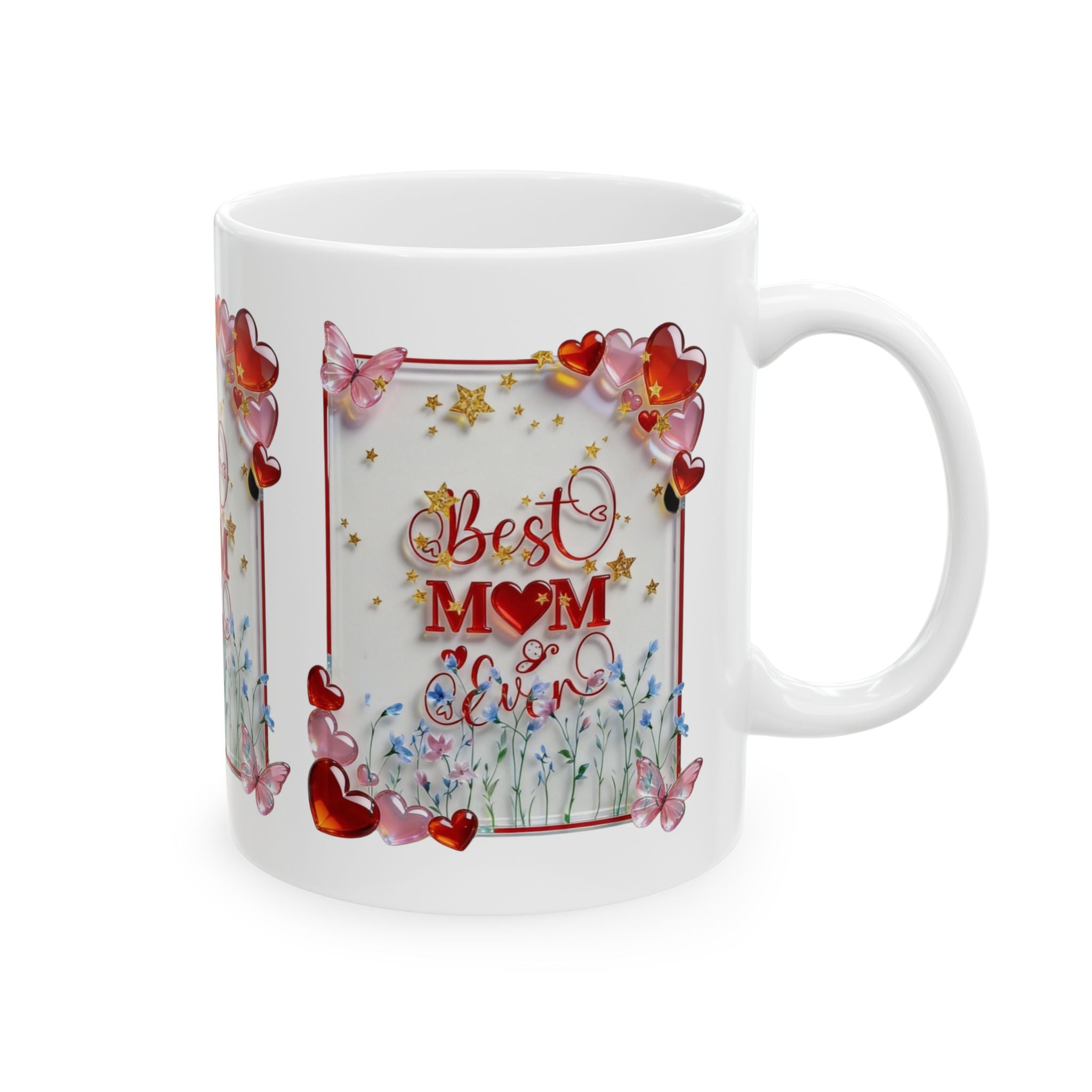 Best Mom Ever Ceramic Mug — Floral Hearts Mother's Day Coffee Cup (11oz, 15oz) Printify