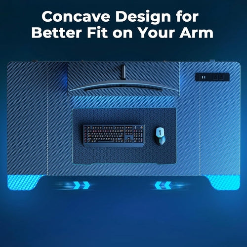 Small Gaming Desk with LED Lights & Power Outlets, 55 Inch Computer