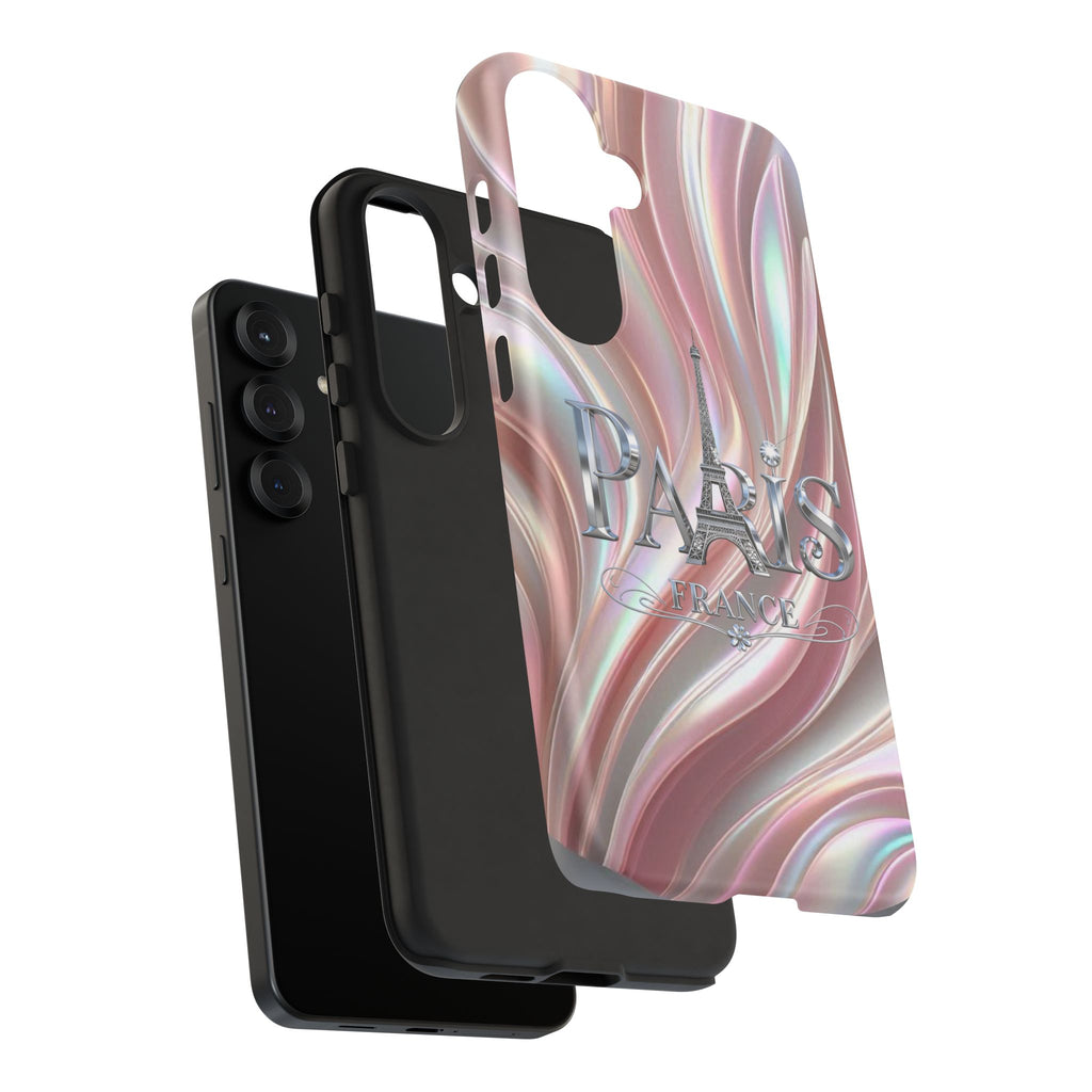 Paris Eiffel Phone Case — Iridescent Swirl Tough Case Printify