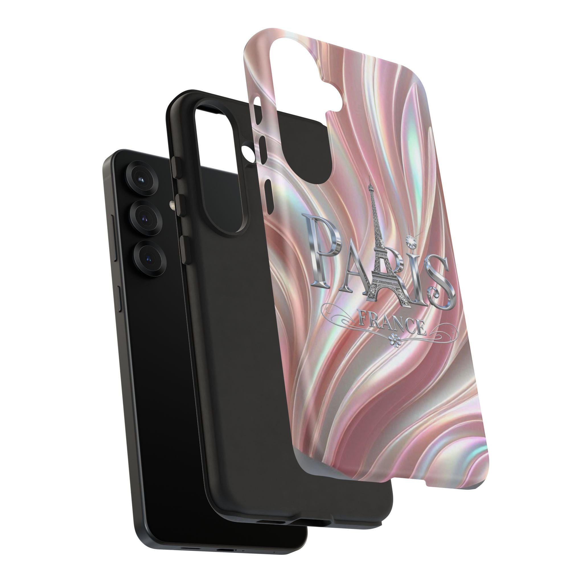 Paris Eiffel Phone Case — Iridescent Swirl Tough Case Printify