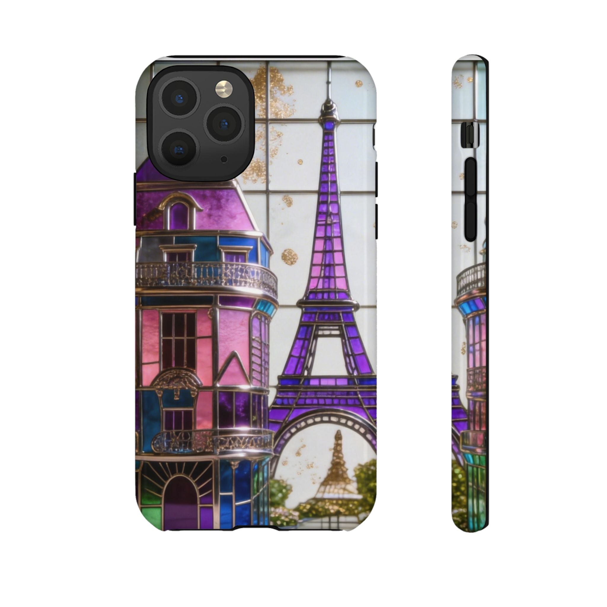 Parisian Eiffel Tower Tough Phone Case — Purple Vintage Cityscape Printify