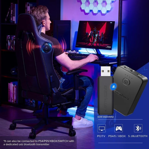 Gaming Chair with Footrest Speakers Video Game Chair Bluetooth Music