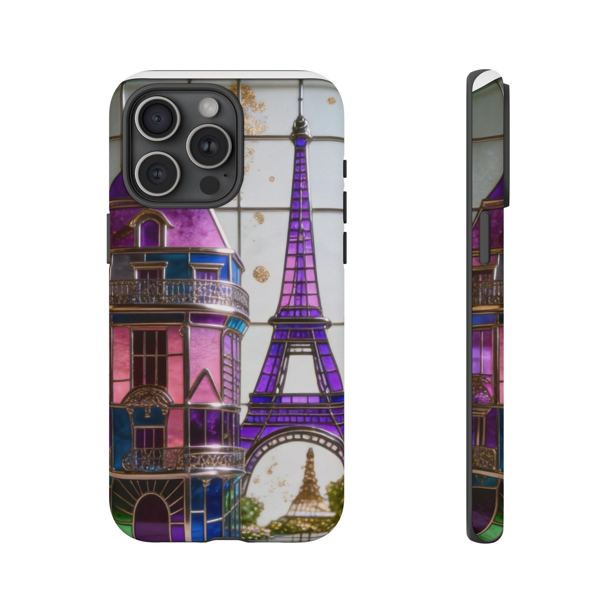 Parisian Eiffel Tower Tough Phone Case — Purple Vintage Cityscape Printify