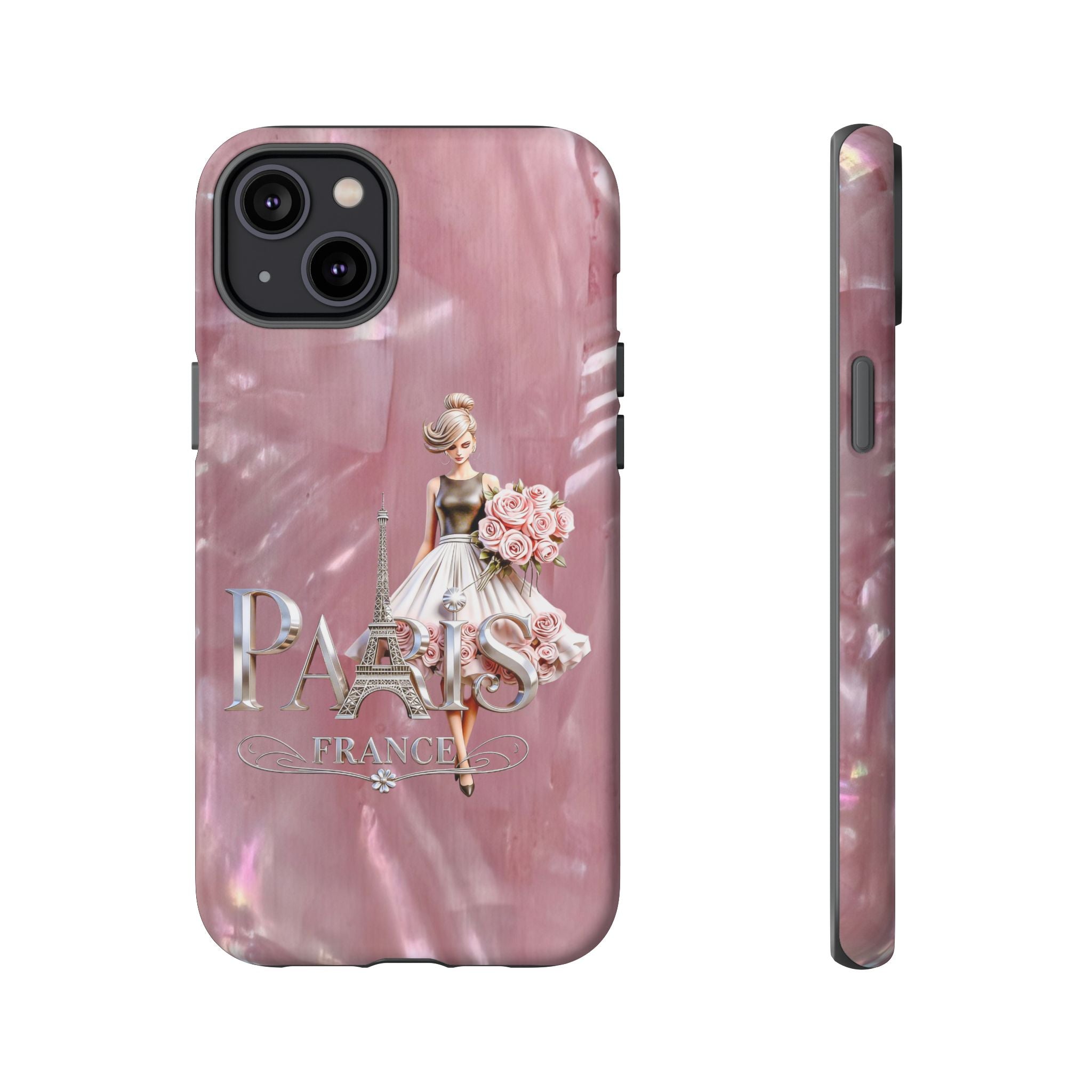Paris Floral Phone Case - Pink Eiffel Tower Fashion Girl Tough Case Printify