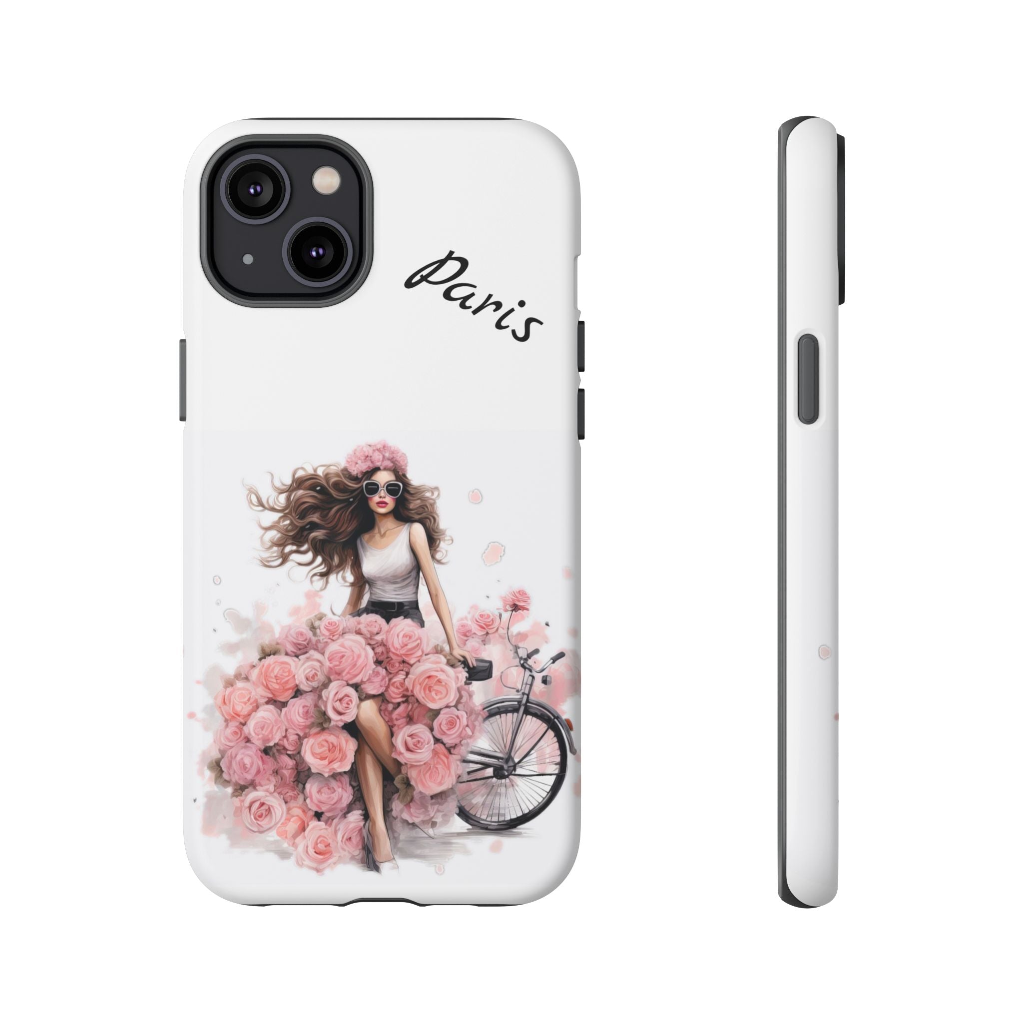 Paris Rose Bicycle woman phone case | Floral iPhone case Printify