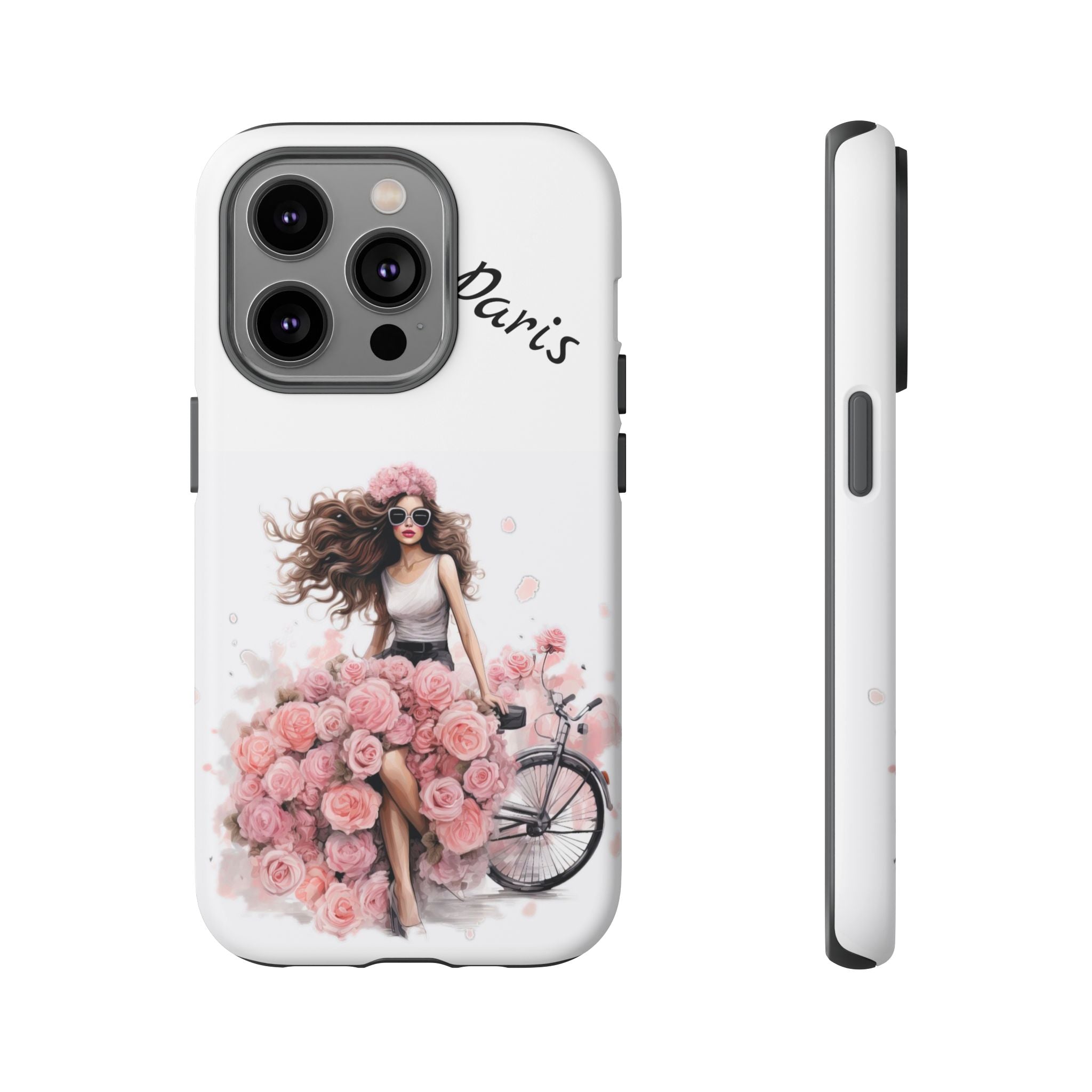Paris Rose Bicycle woman phone case | Floral iPhone case Printify