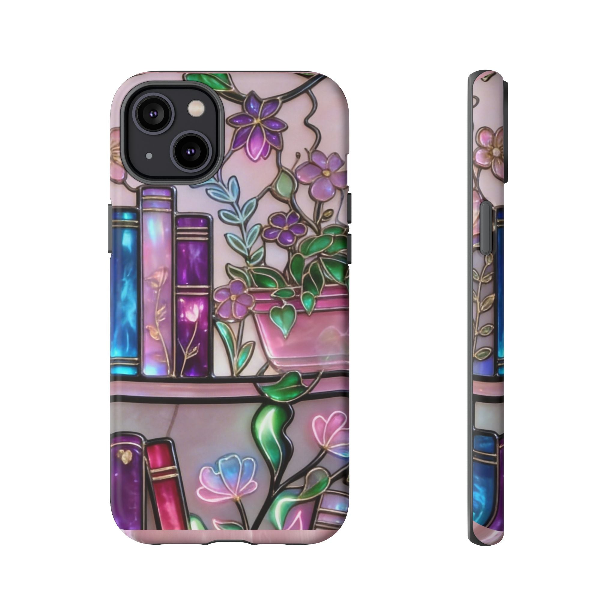 Floral Bookshelf Phone Case — Pastel Botanicals & Magical Book Art Printify