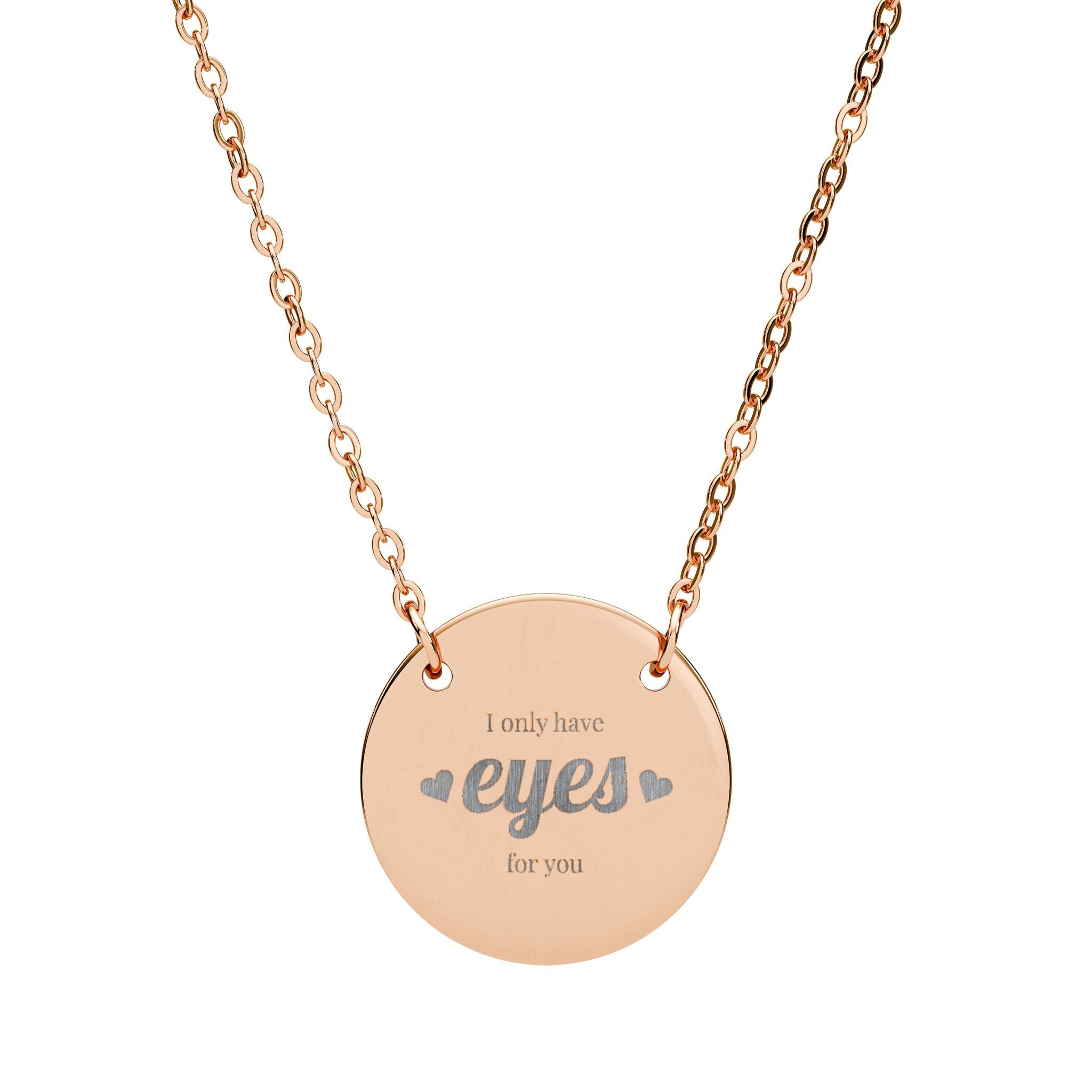 engraved 'eyes' circle necklace, round pendant engraving Printify