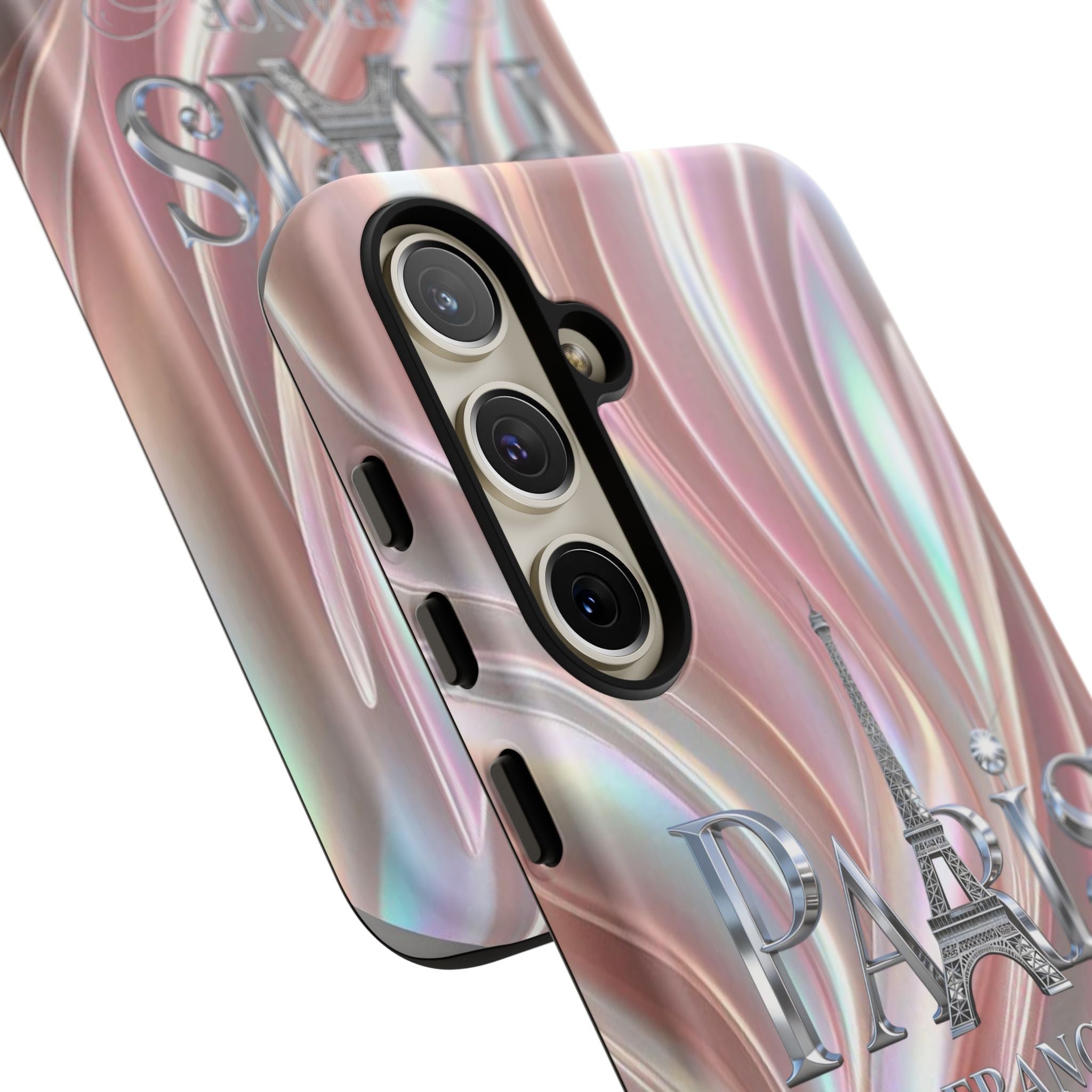 Paris Eiffel Phone Case — Iridescent Swirl Tough Case Printify