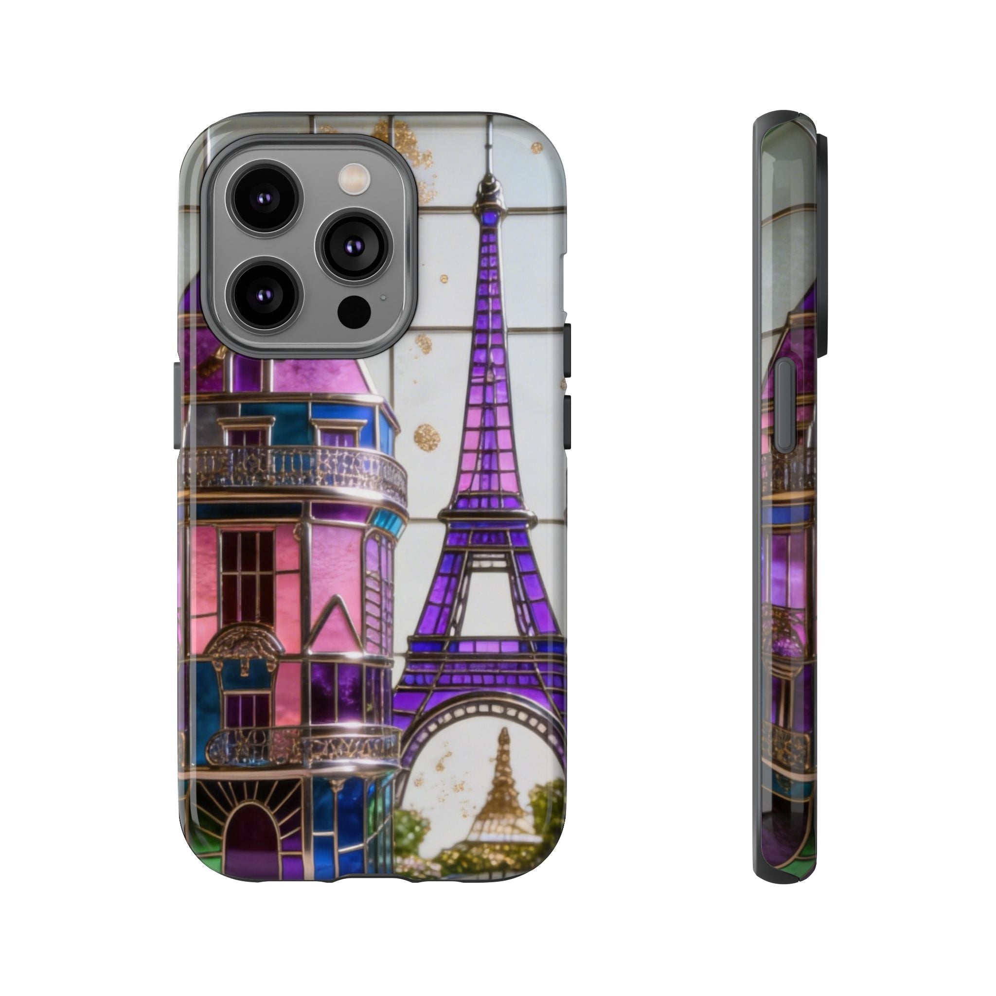Parisian Eiffel Tower Tough Phone Case — Purple Vintage Cityscape Printify