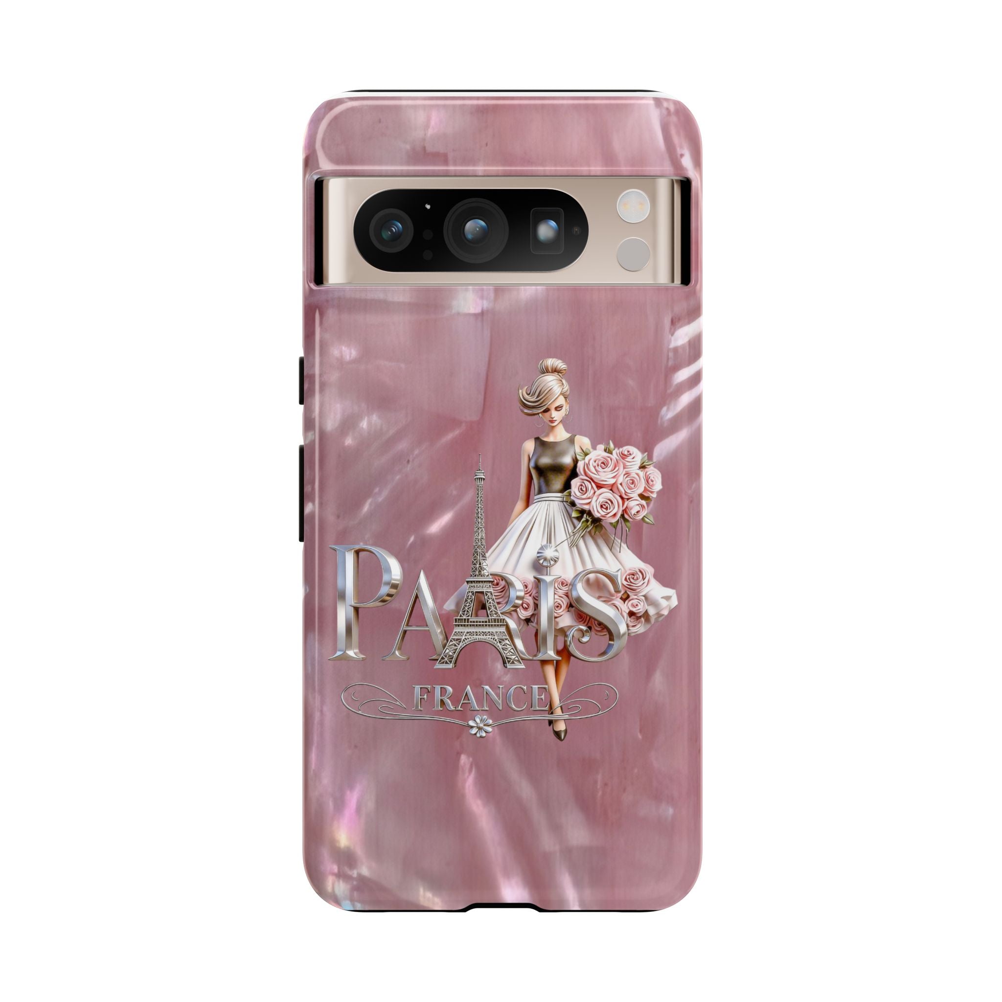 Paris Floral Phone Case - Pink Eiffel Tower Fashion Girl Tough Case Printify