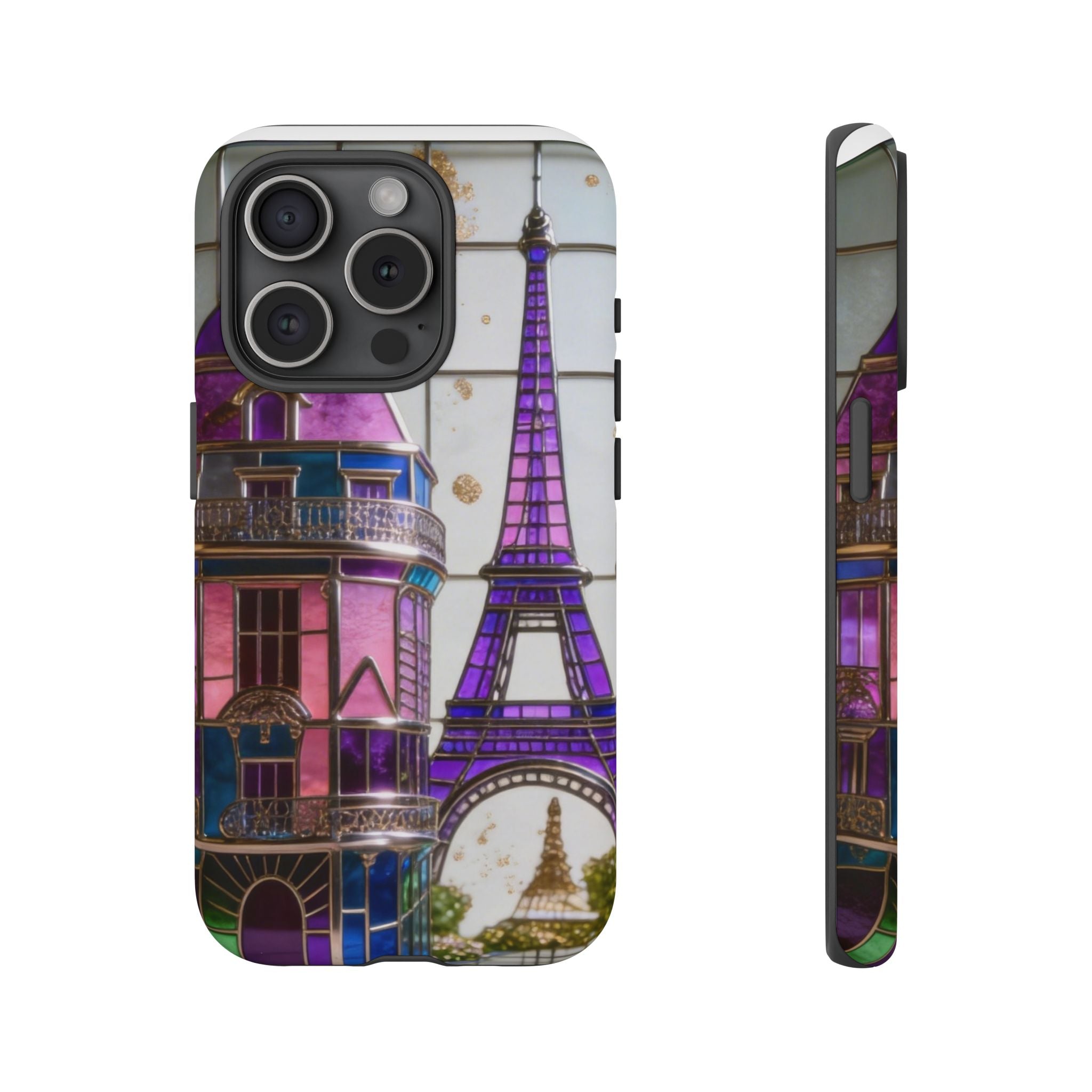 Parisian Eiffel Tower Tough Phone Case — Purple Vintage Cityscape Printify