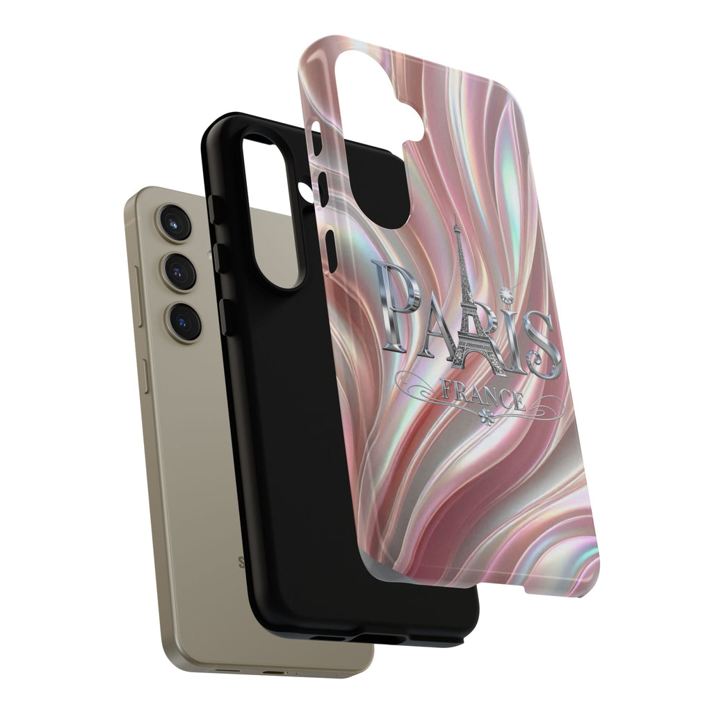 Paris Eiffel Phone Case — Iridescent Swirl Tough Case Printify