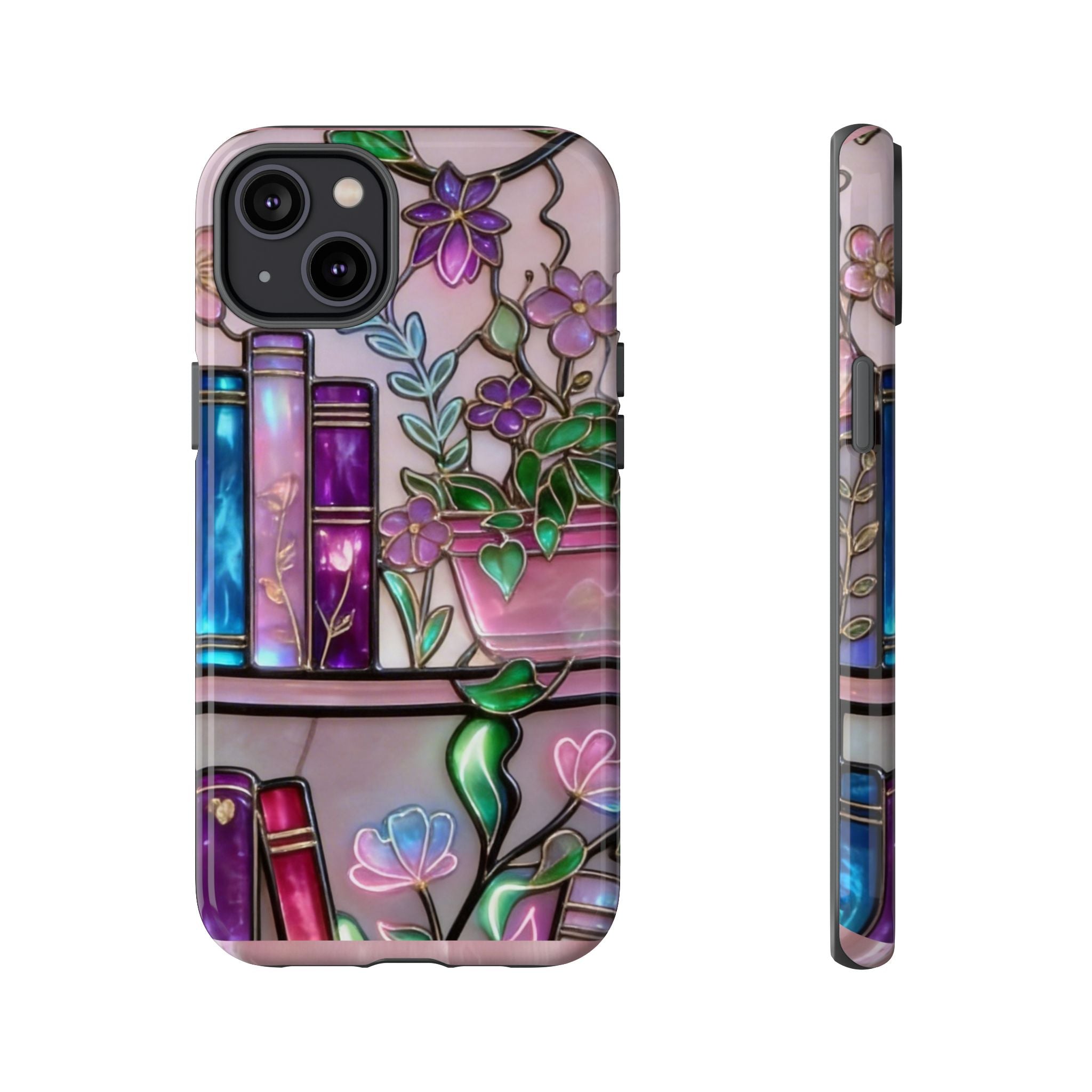 Floral Bookshelf Phone Case — Pastel Botanicals & Magical Book Art Printify