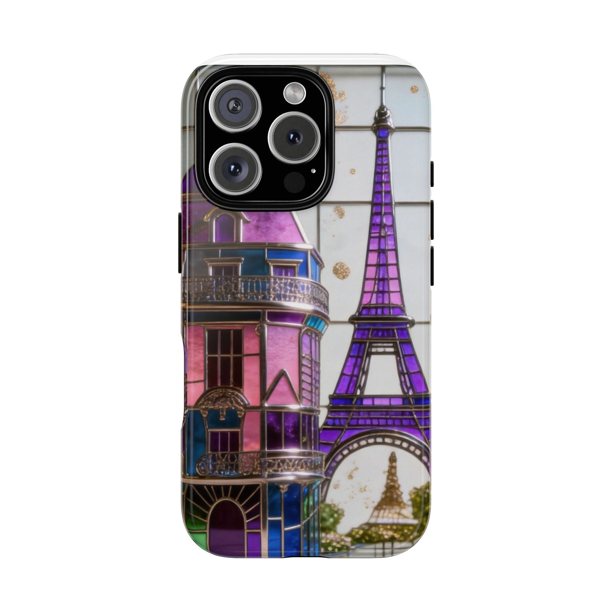 Parisian Eiffel Tower Tough Phone Case — Purple Vintage Cityscape Printify