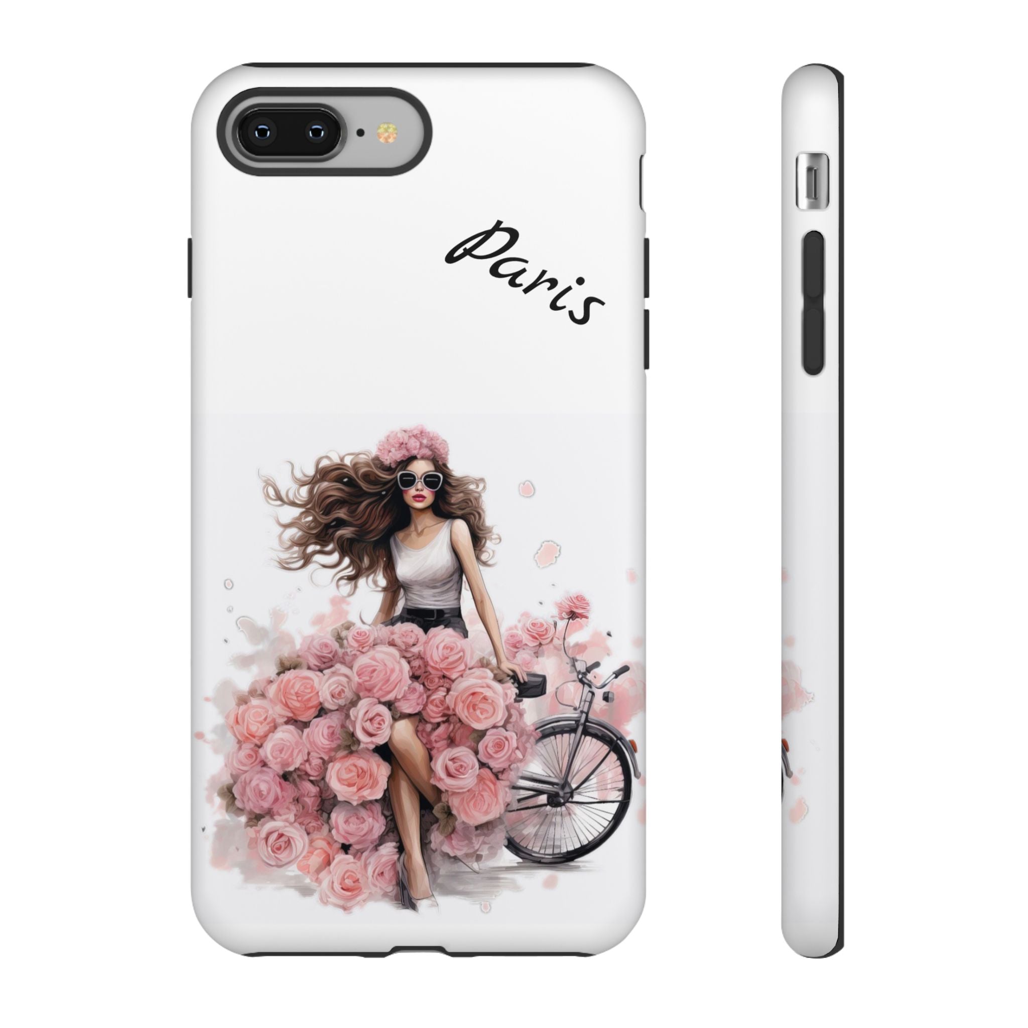 Paris Rose Bicycle woman phone case | Floral iPhone case Printify