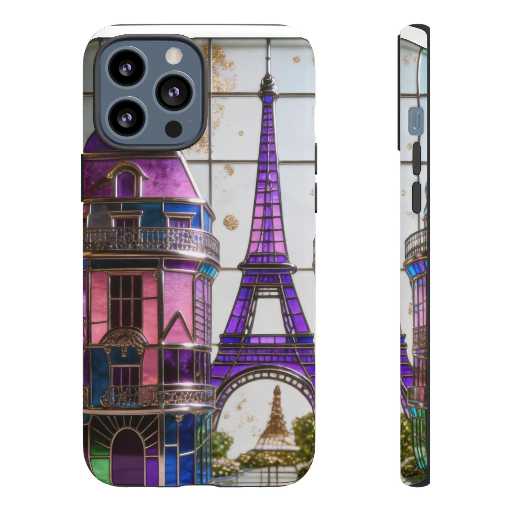Parisian Eiffel Tower Tough Phone Case — Purple Vintage Cityscape Printify