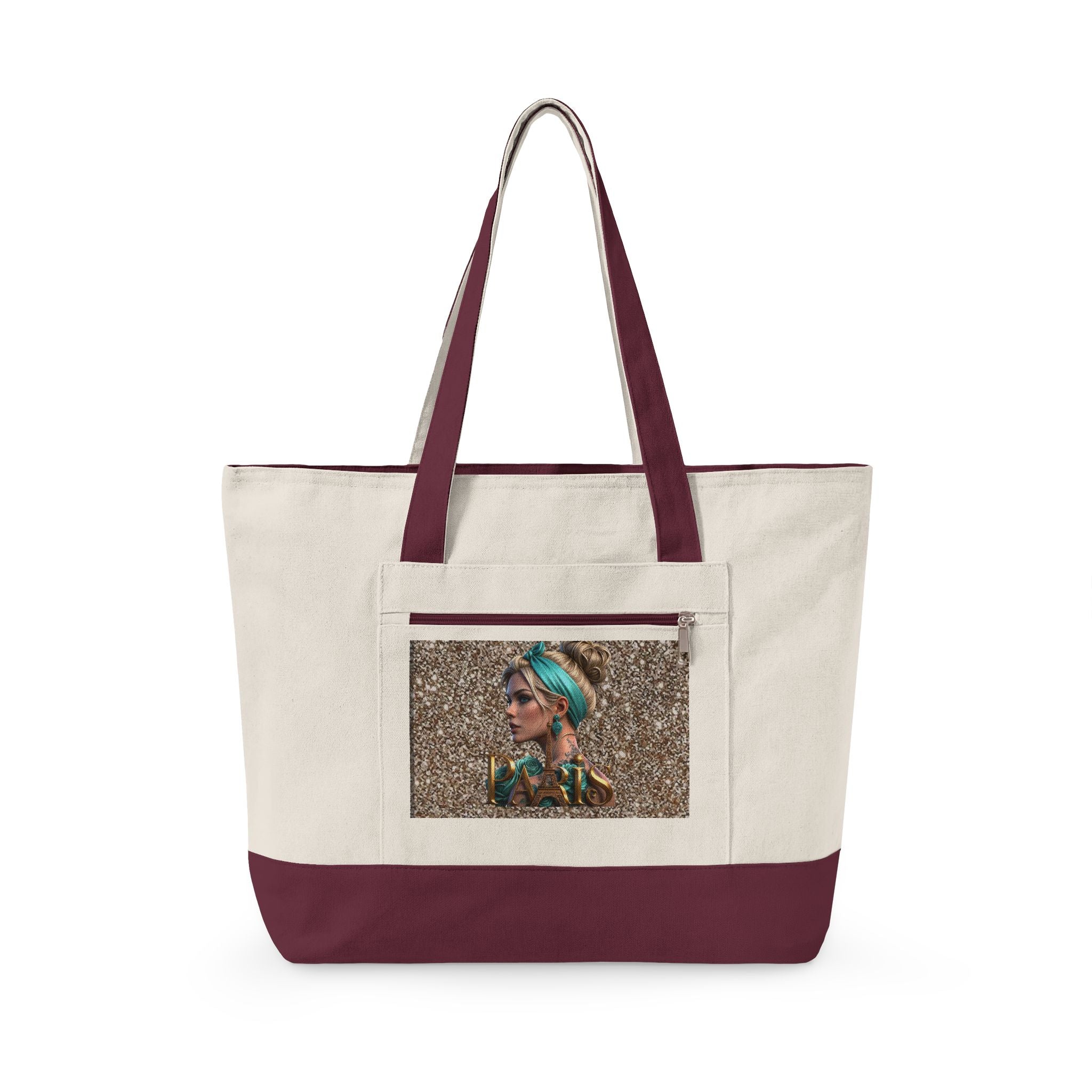 Canvas Tote Bag — Boho Woman Portrait on Glitter Background Printify