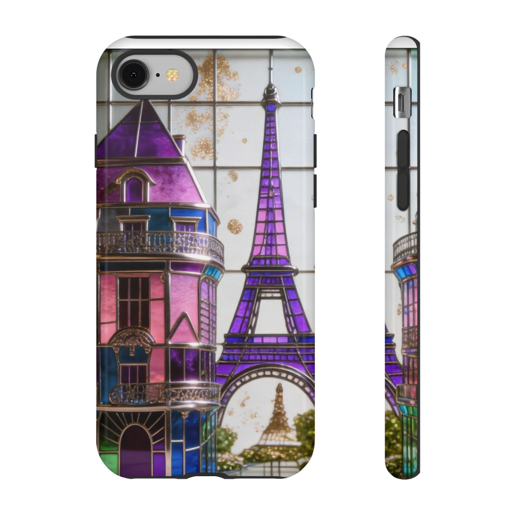 Parisian Eiffel Tower Tough Phone Case — Purple Vintage Cityscape Printify